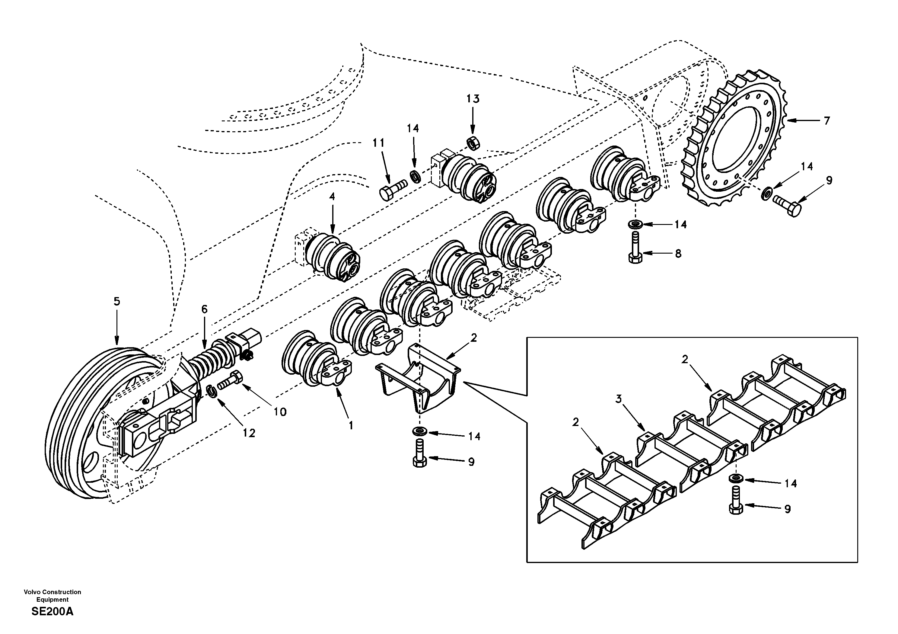 Undercarriage, components and track guards — volvo parts diagram