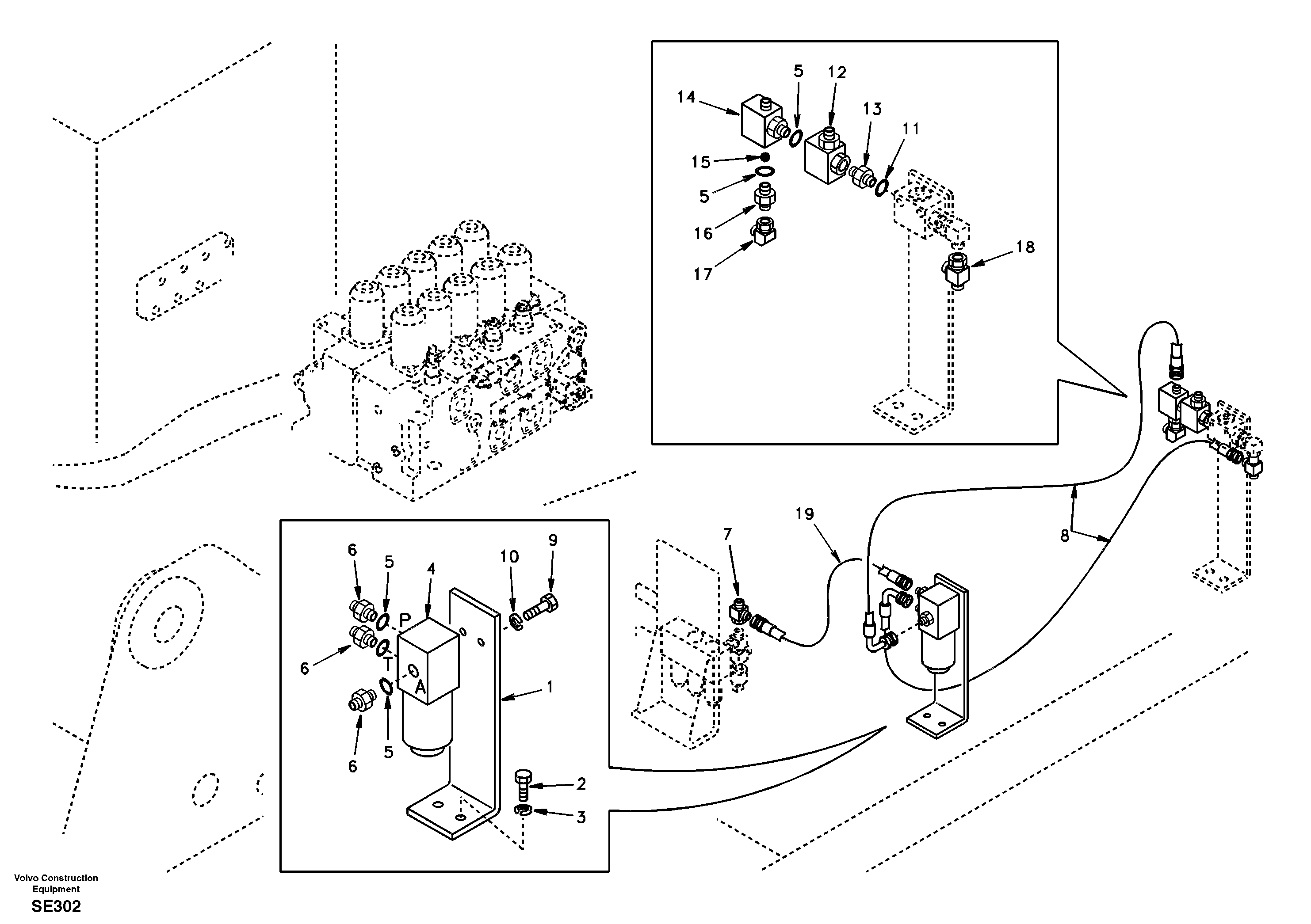 Working hydraulic, thumb bucket on hammer and shear — volvo parts diagram
