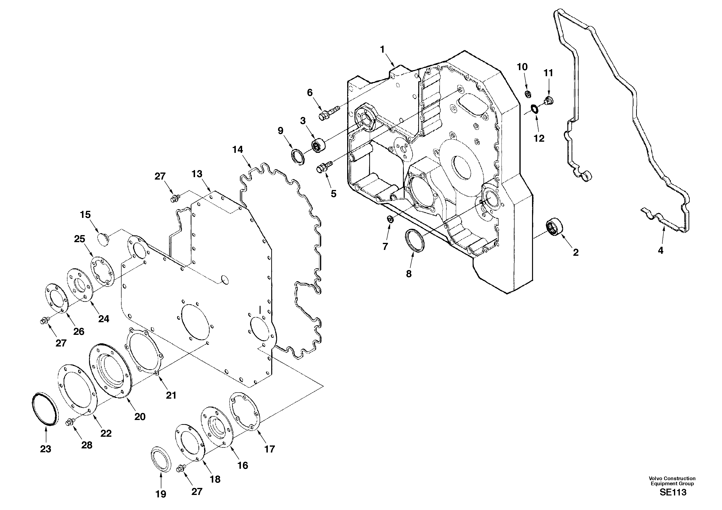 Timing gear casing — volvo parts diagram