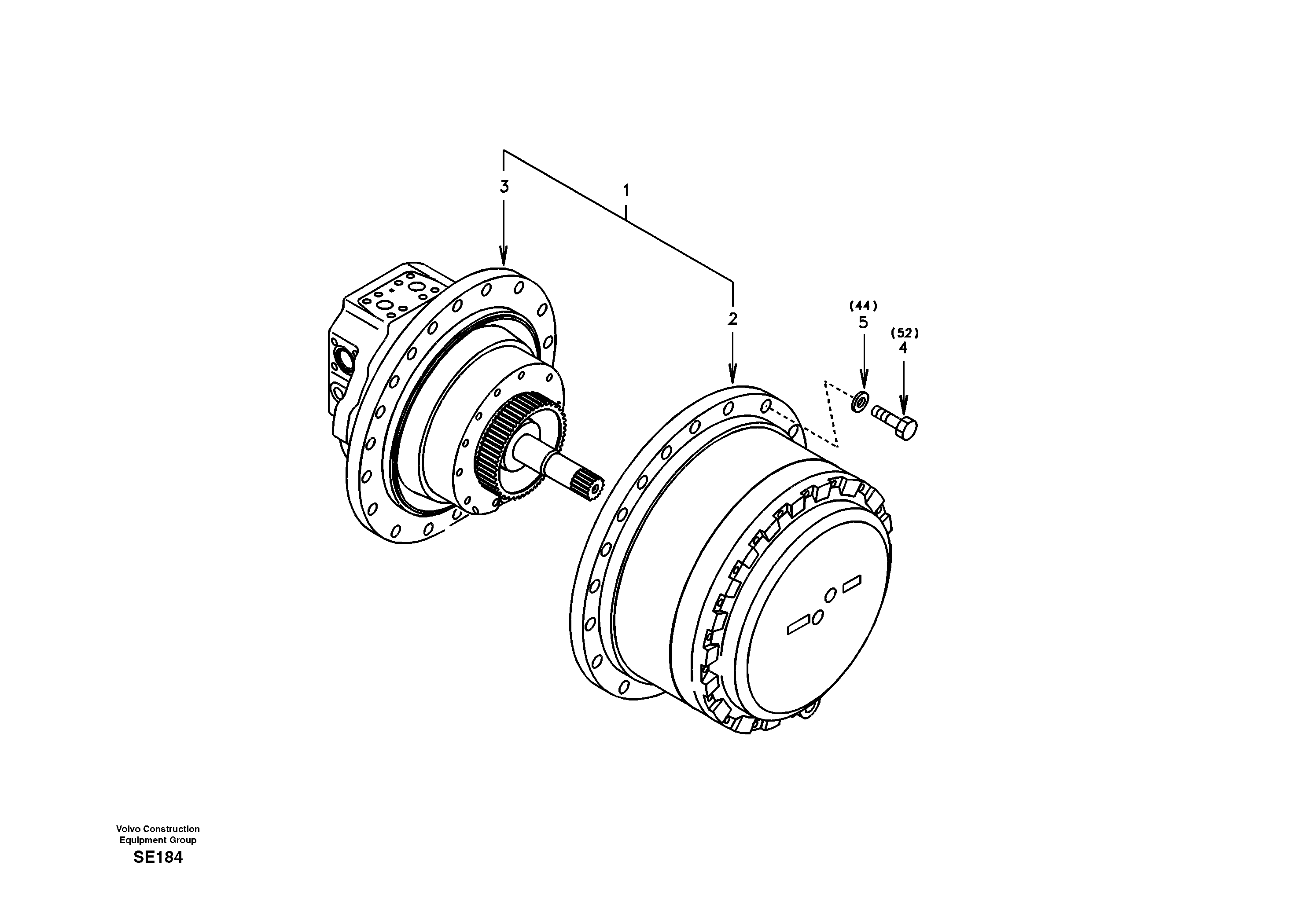 Travel motor with mounting parts — volvo parts diagram