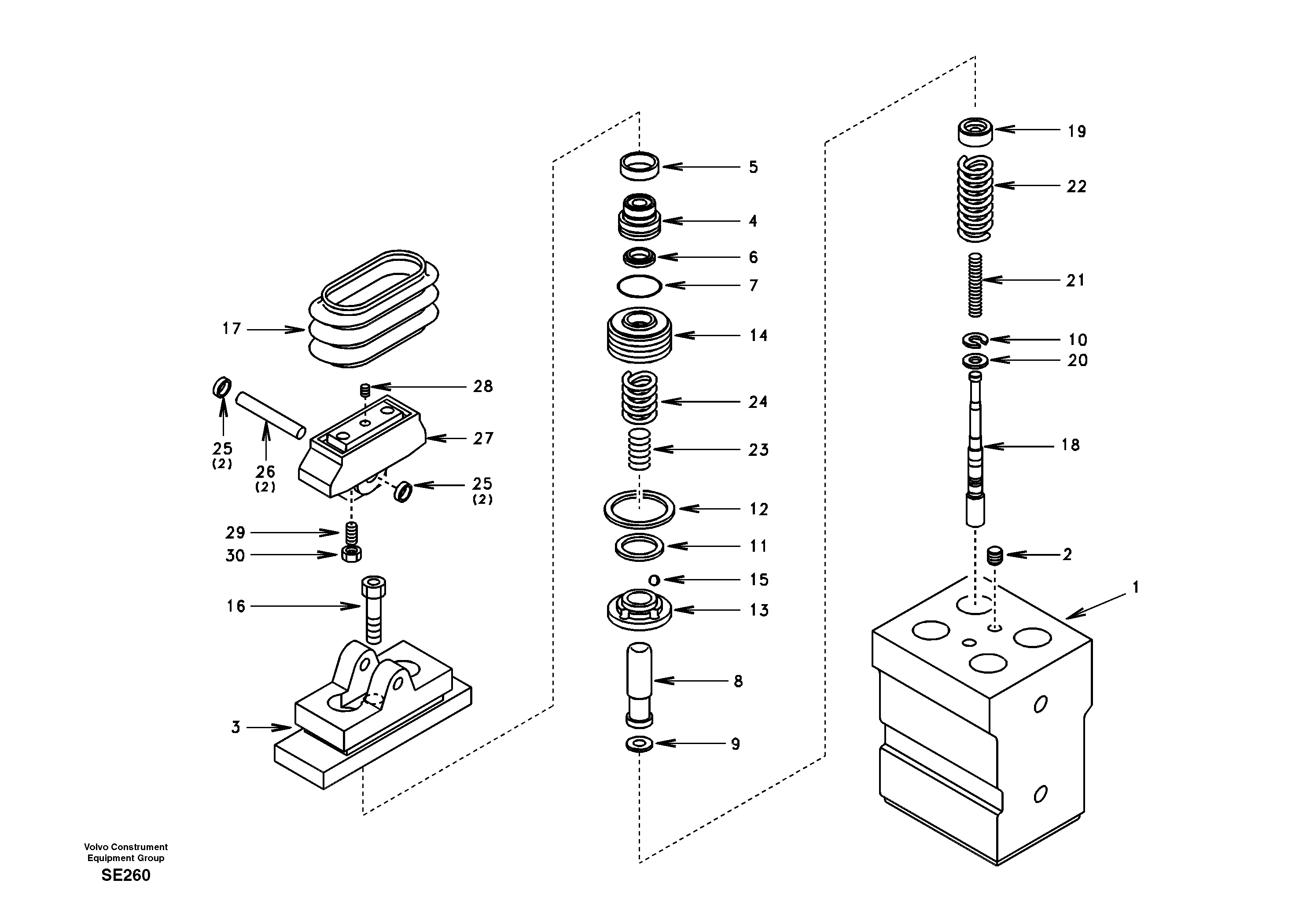 Remote control valve pedal, travel motor — volvo parts diagram