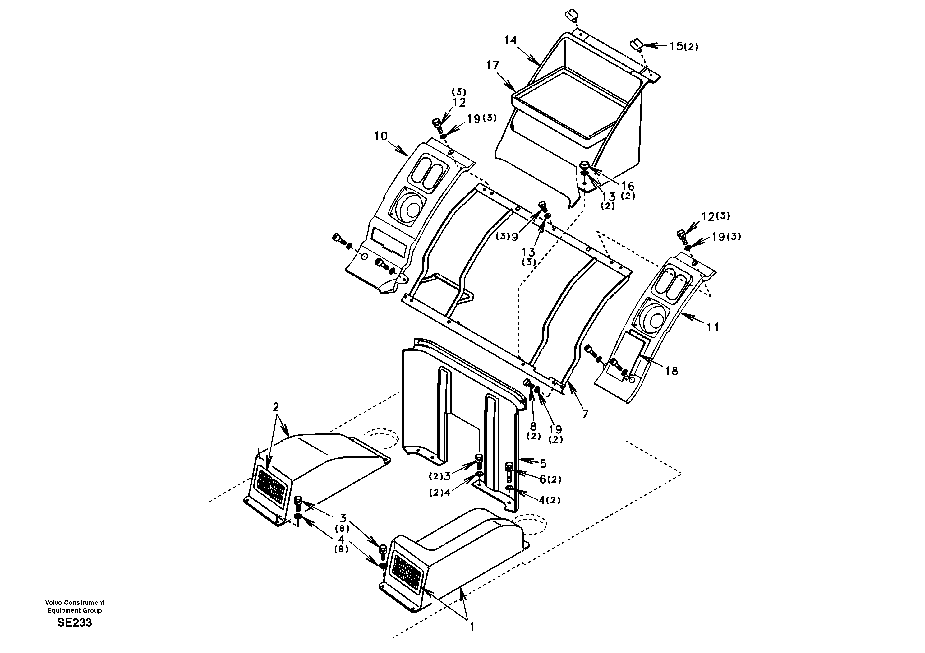 Instrument panel, radio panel — volvo parts diagram
