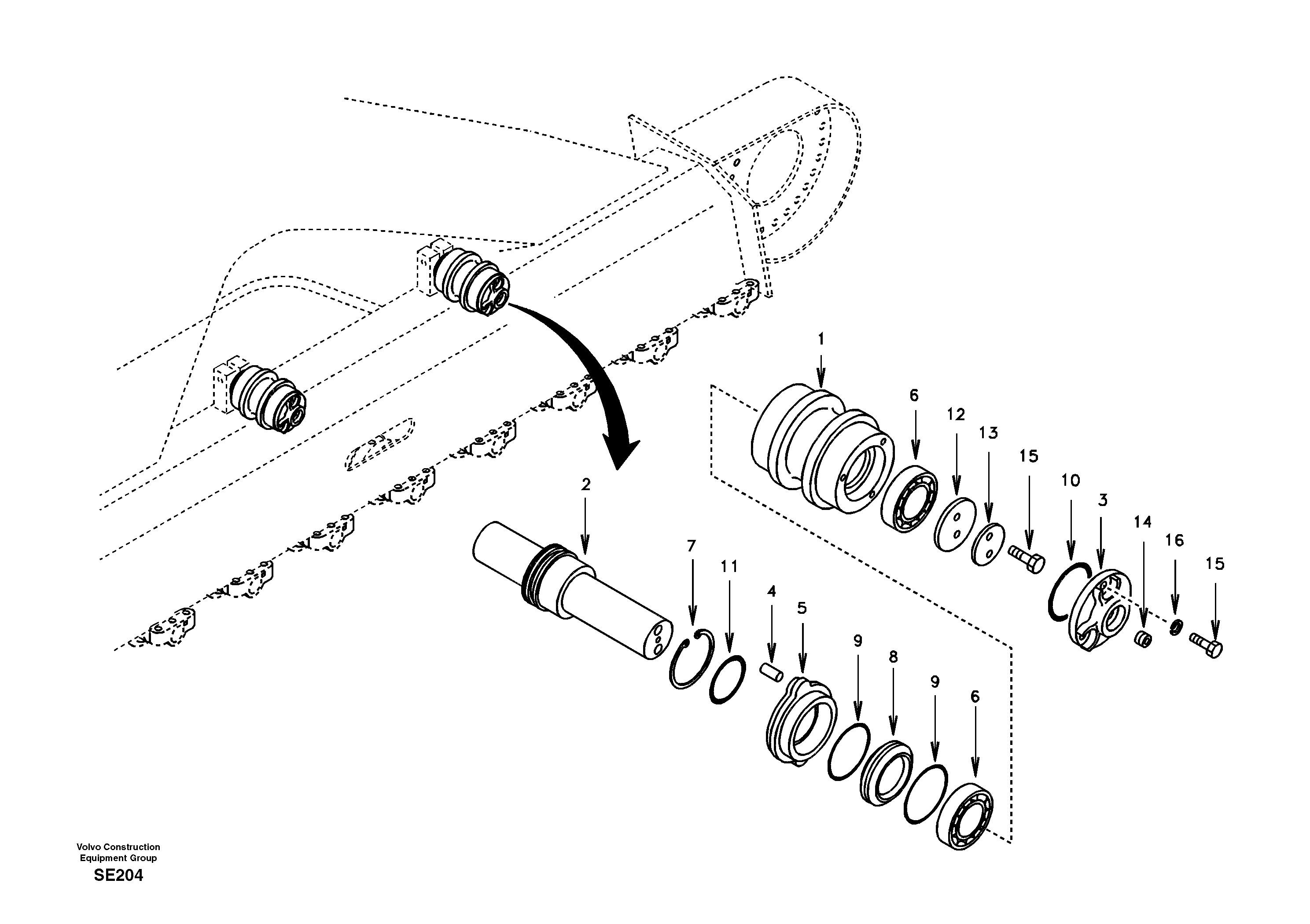 Top roller — volvo parts diagram