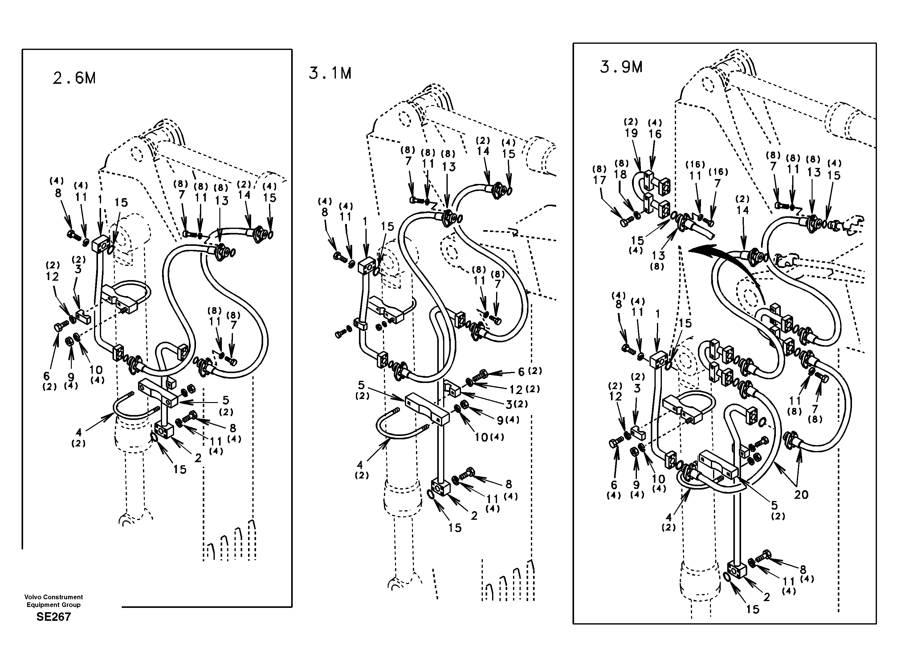 Working hydraulic, dipper arm — volvo parts diagram