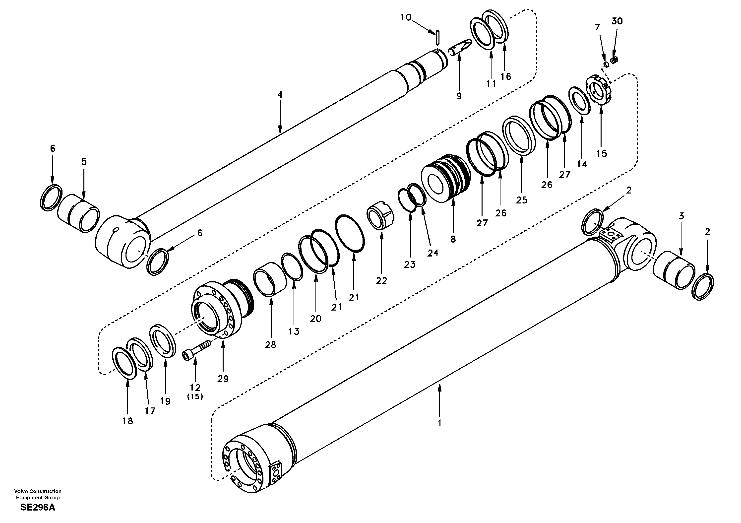 Dipper arm cylinder — volvo parts diagram