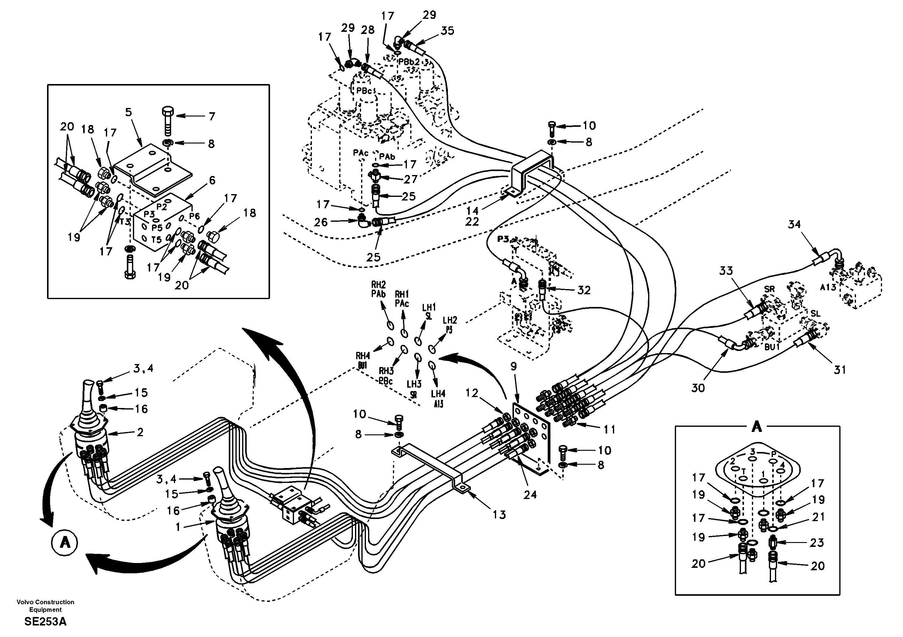 Servo system, control valve to remote control valve — volvo parts diagram
