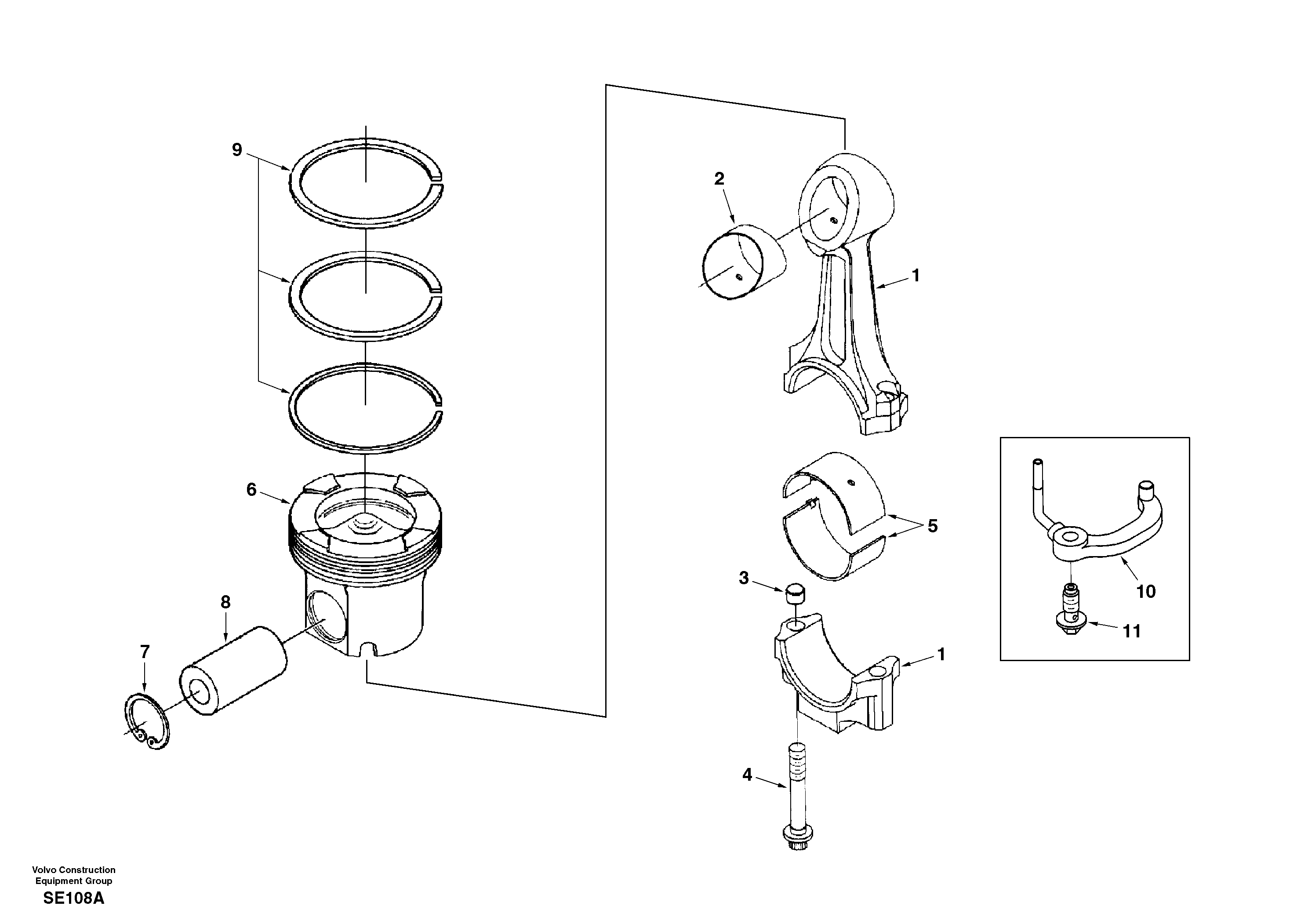 Connecting rod and piston — volvo parts diagram