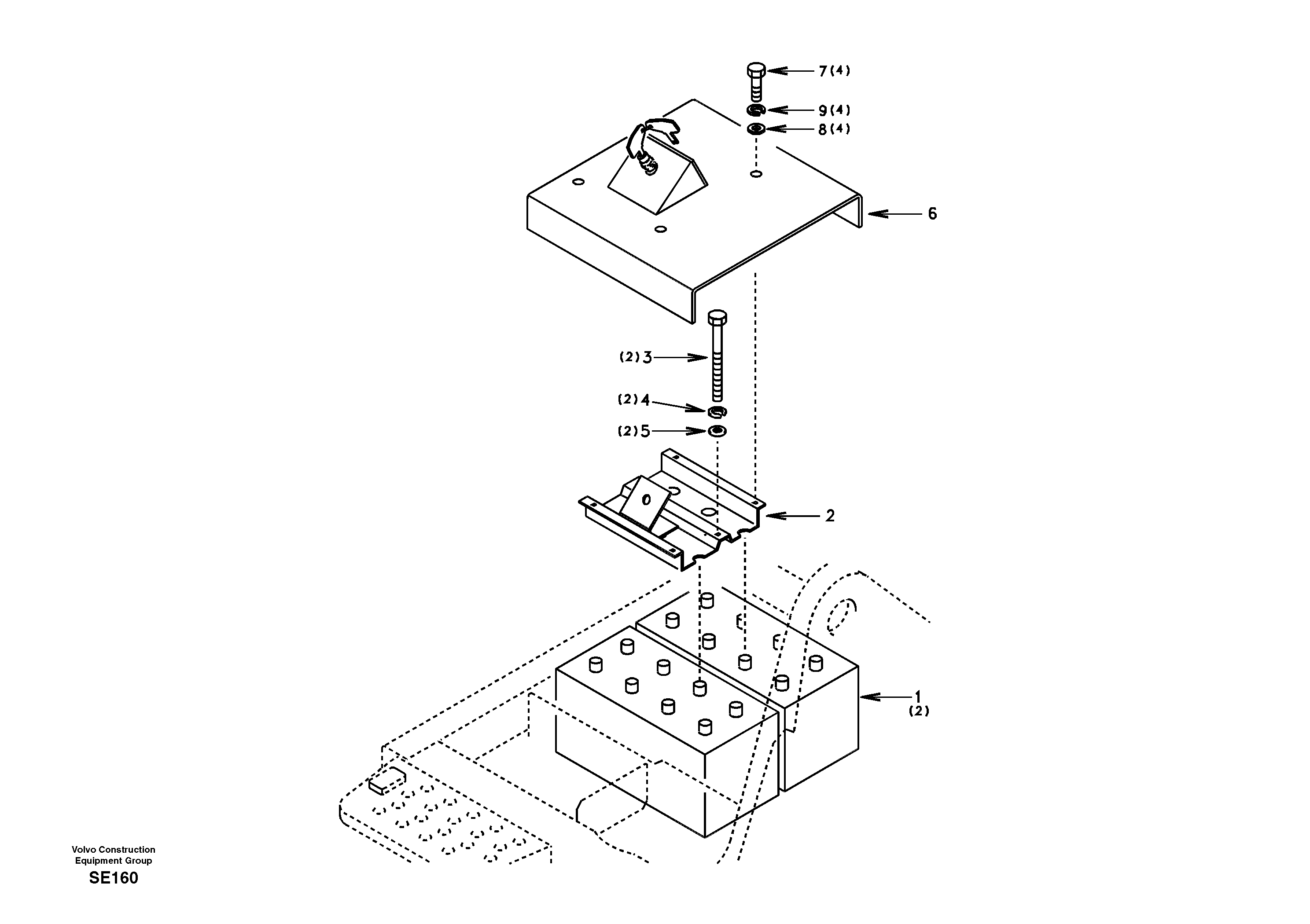 Battery with assembling details — volvo parts diagram