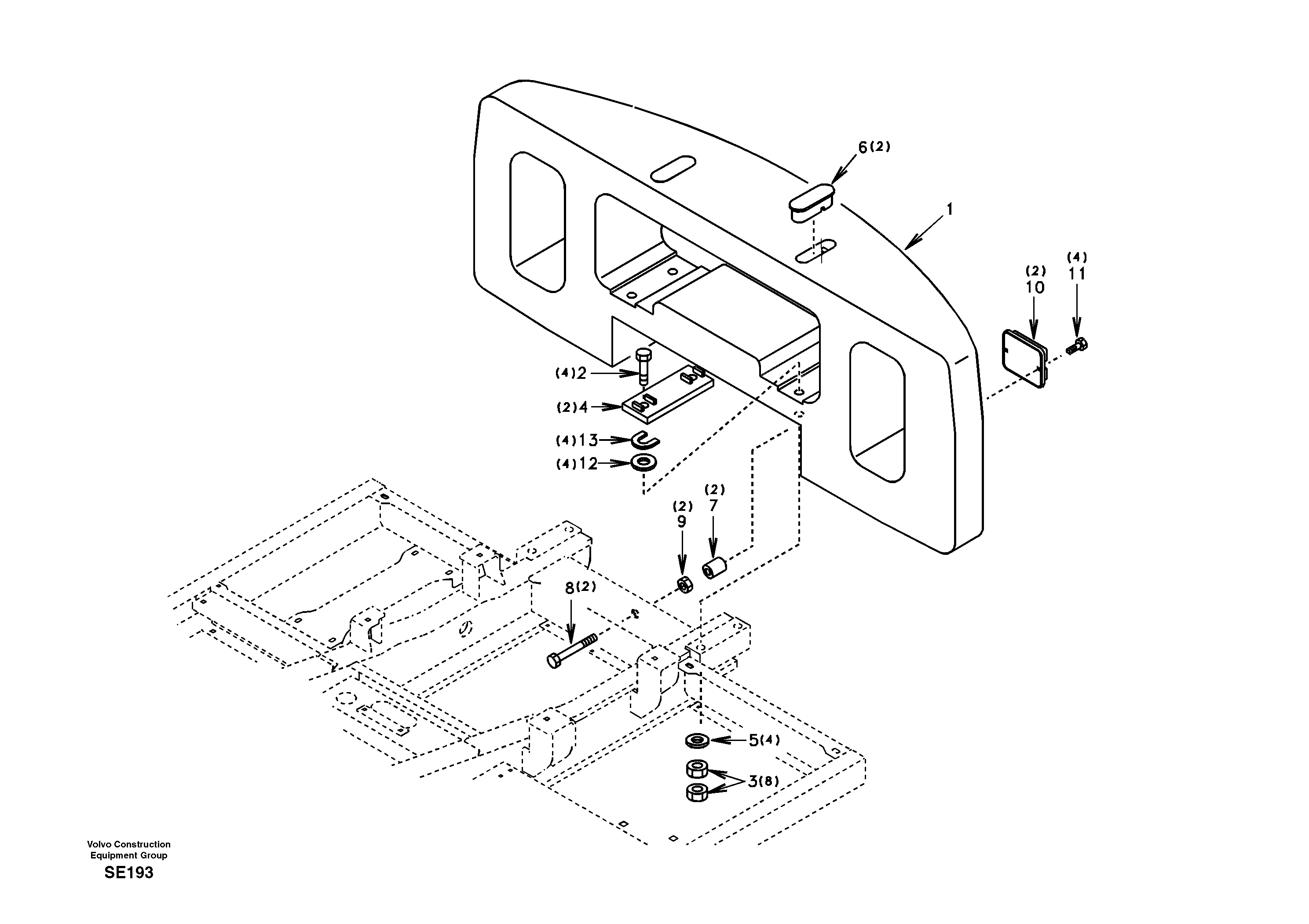 Counterweights  DH13A003 AND DH13A004,SER NO 3001-3340 — volvo parts diagram