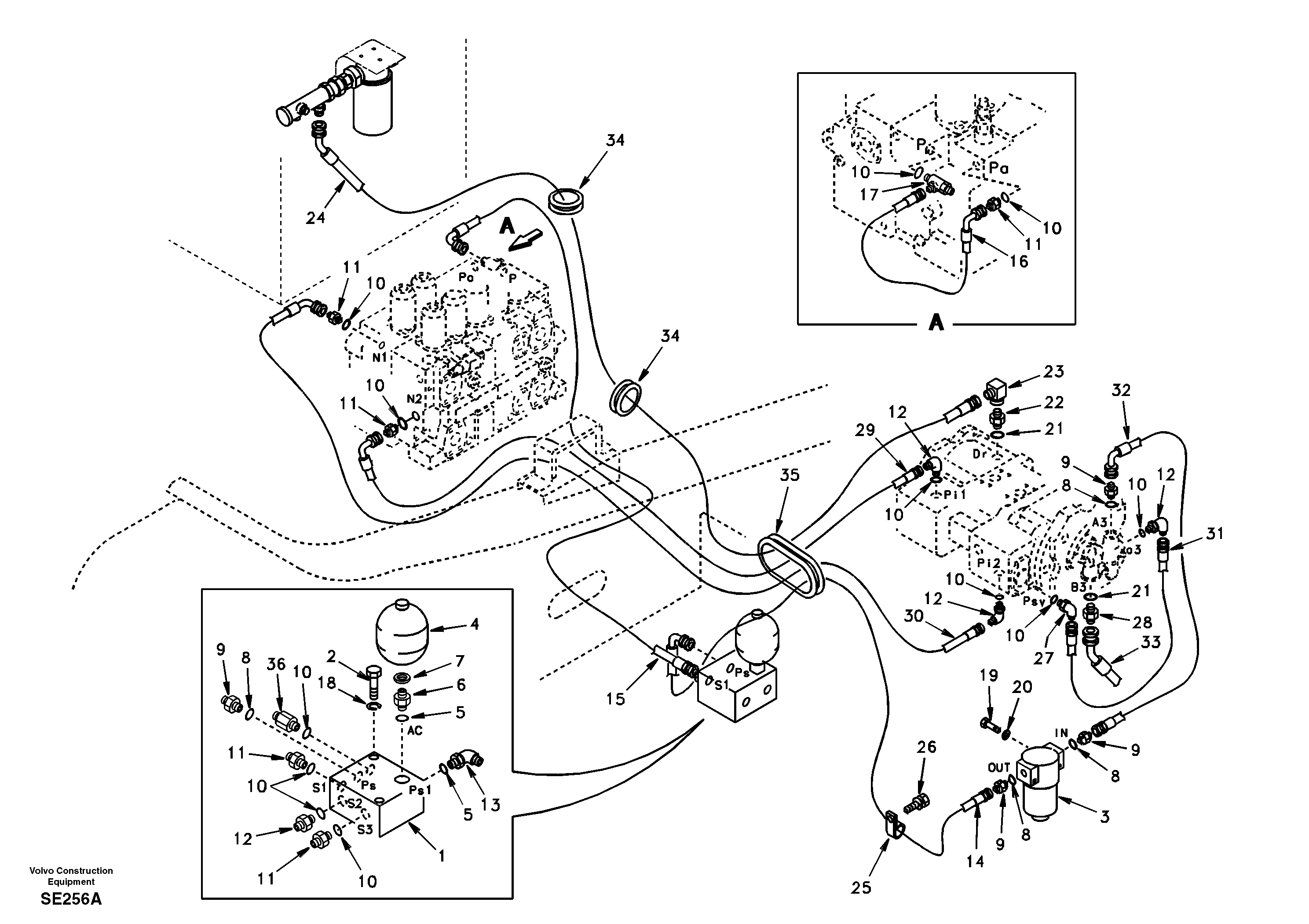 Servo system, pump to control valve — volvo parts diagram