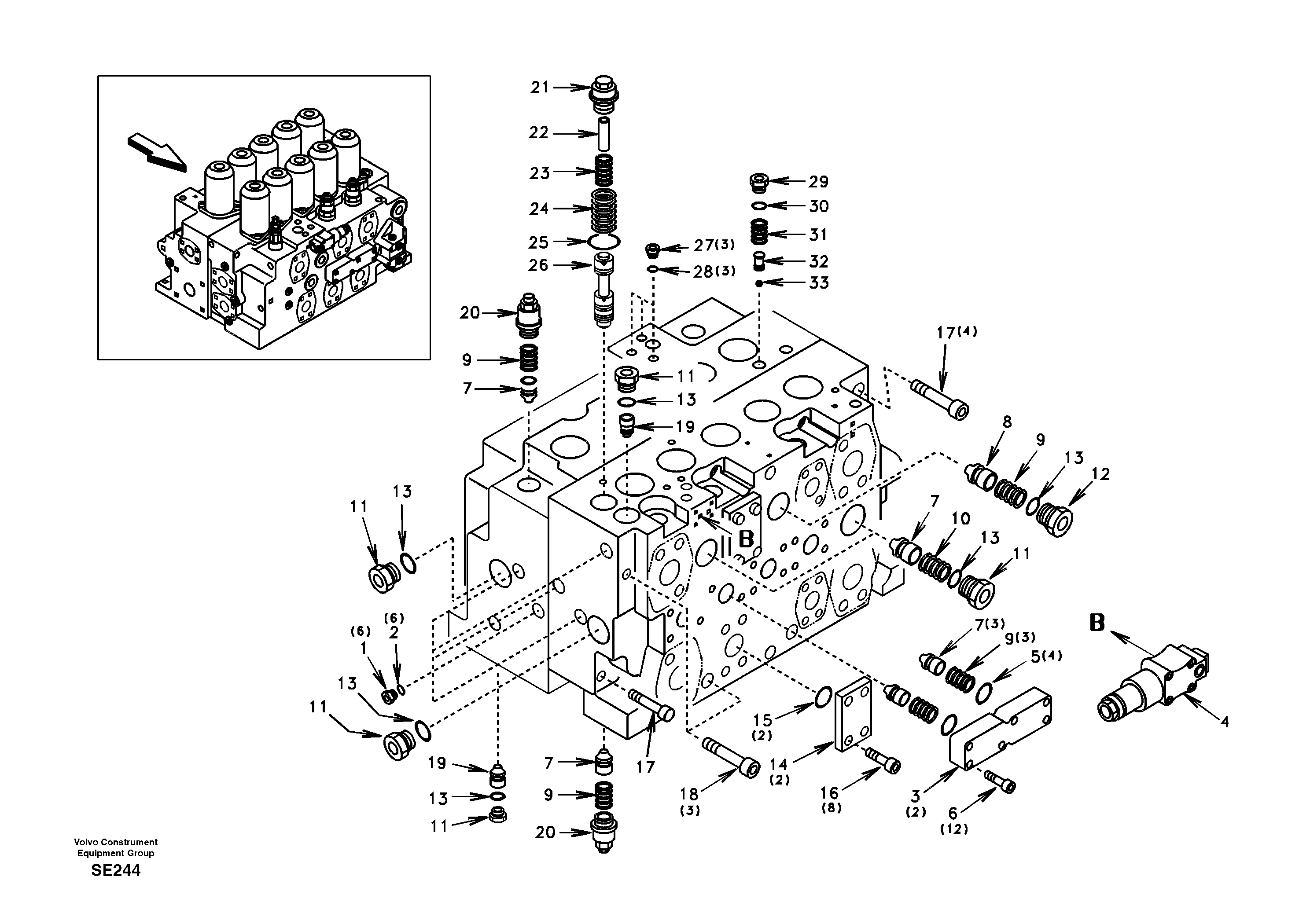 Control valve with fitting parts. — volvo parts diagram
