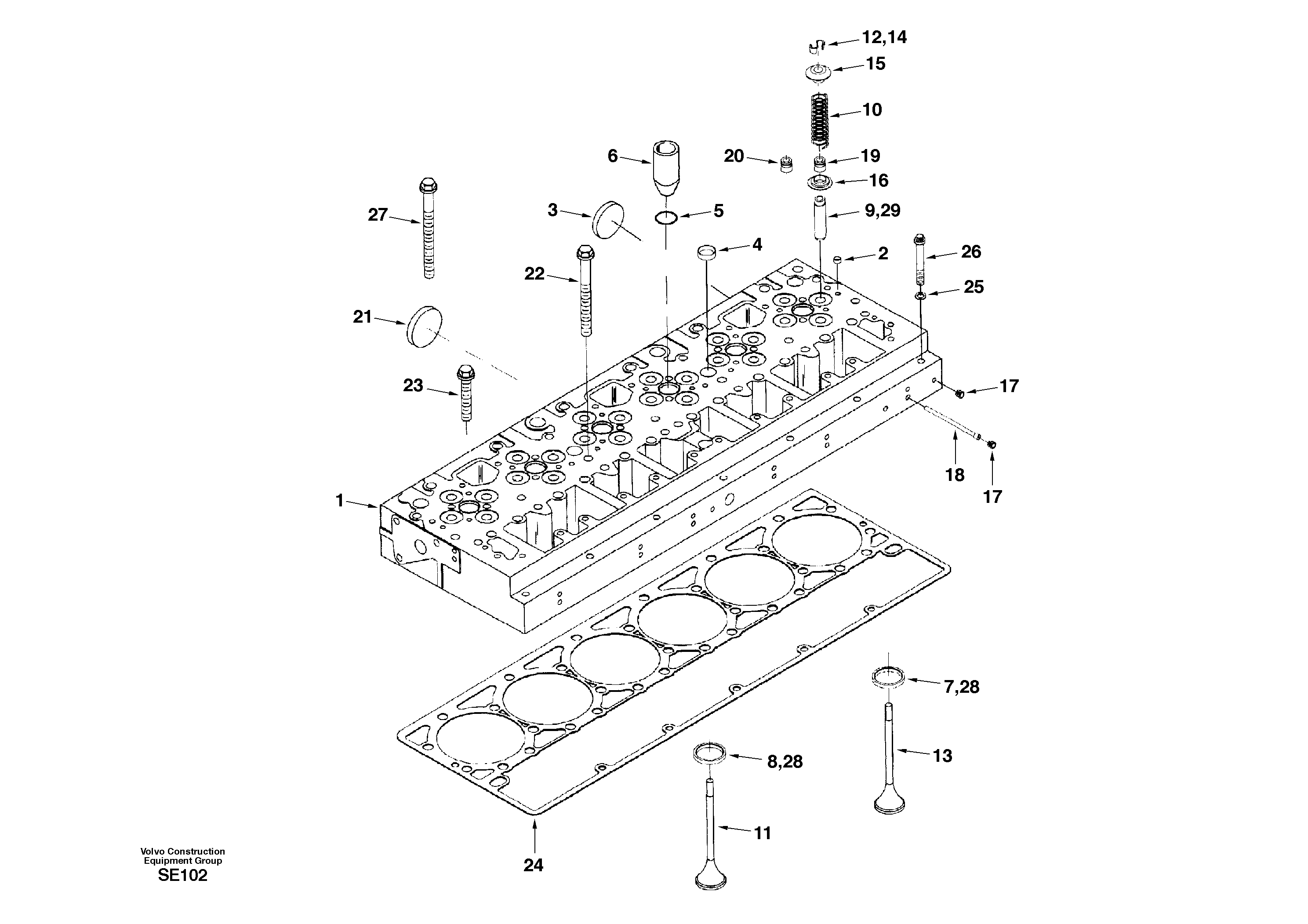 Cylinder head — volvo parts diagram