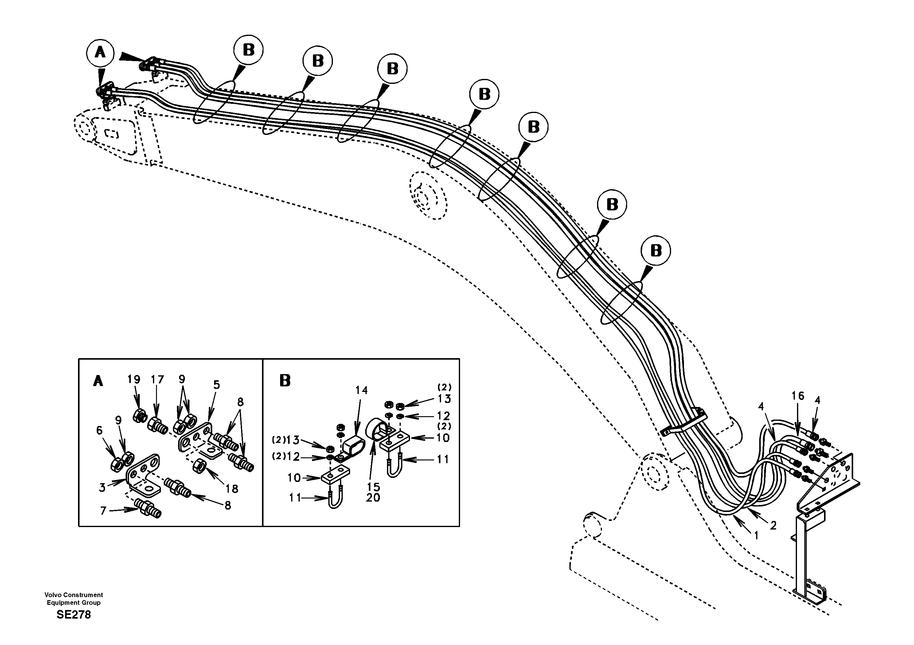 Quickfit and rotator hydraulic boom — volvo parts diagram