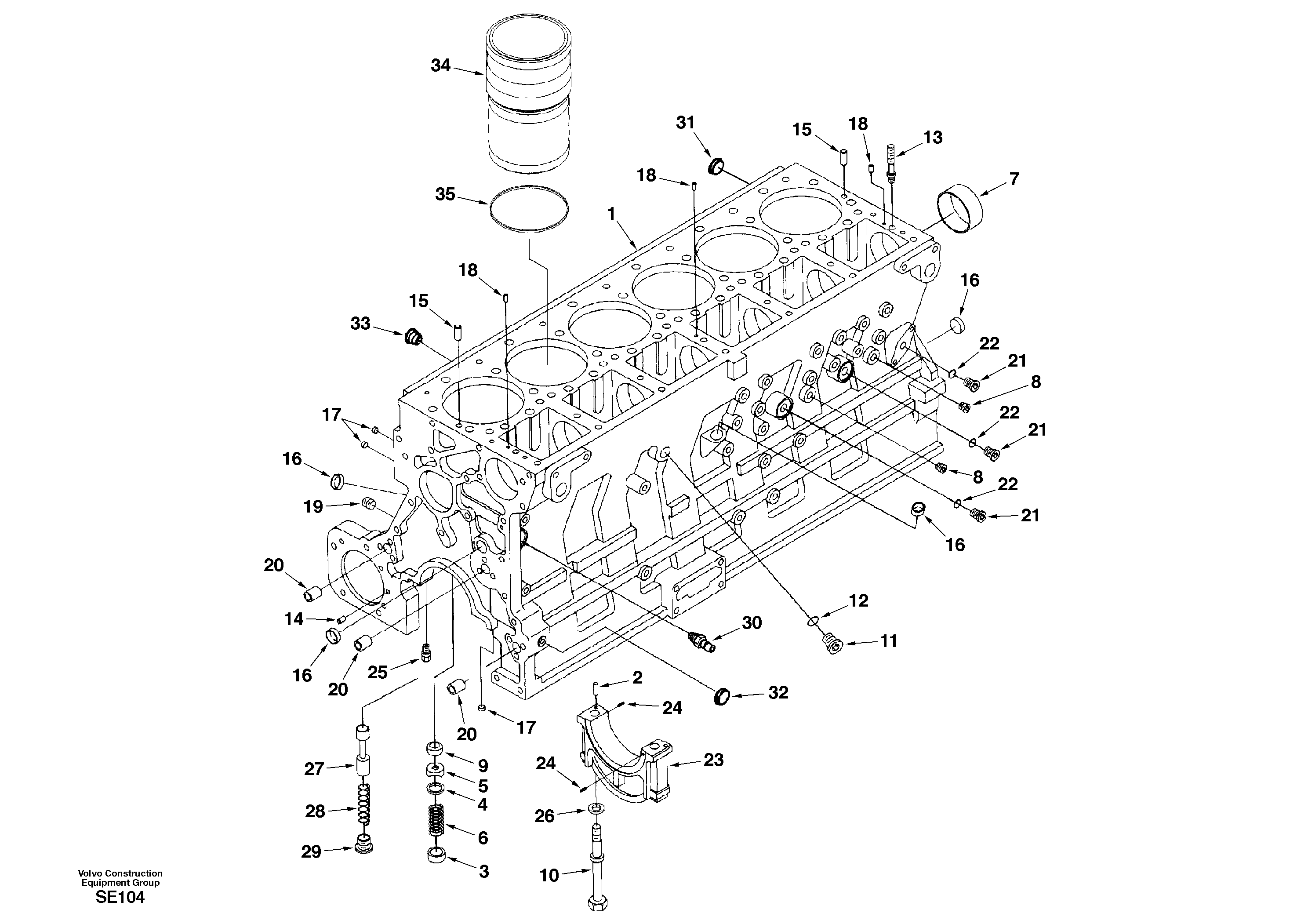 Cylinder block — volvo parts diagram