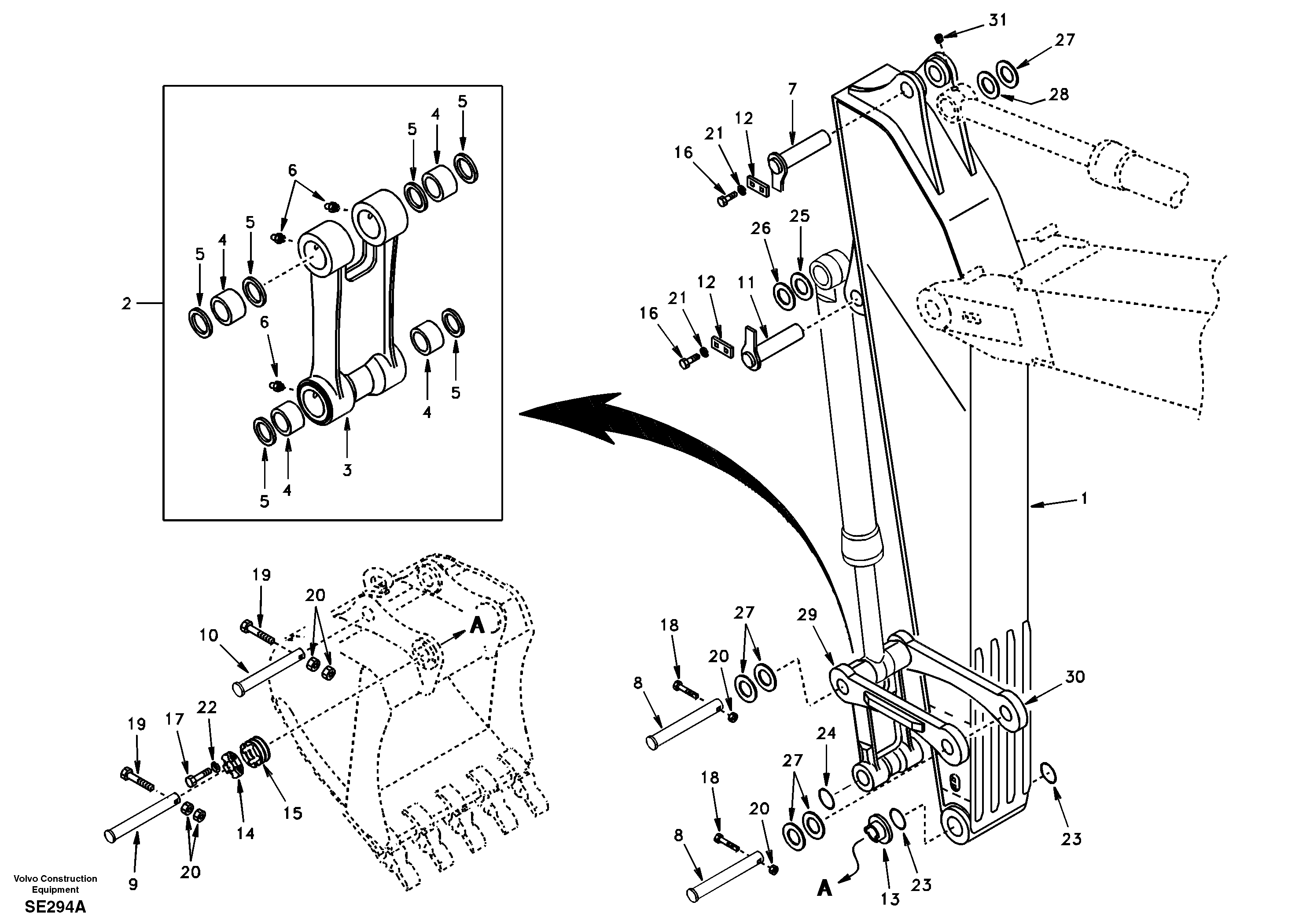 Links to dipper arm — volvo parts diagram