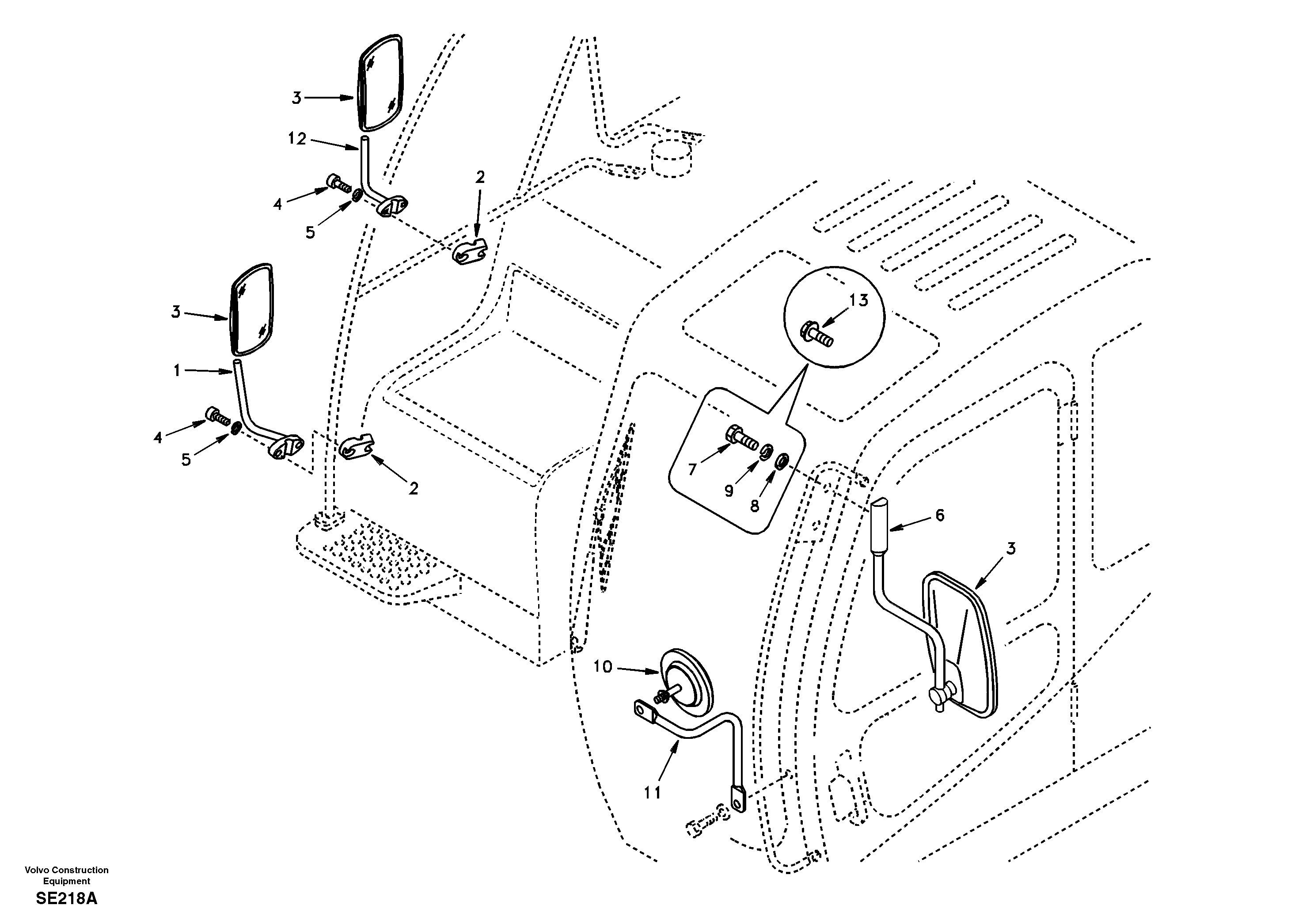 Rear view mirror — volvo parts diagram