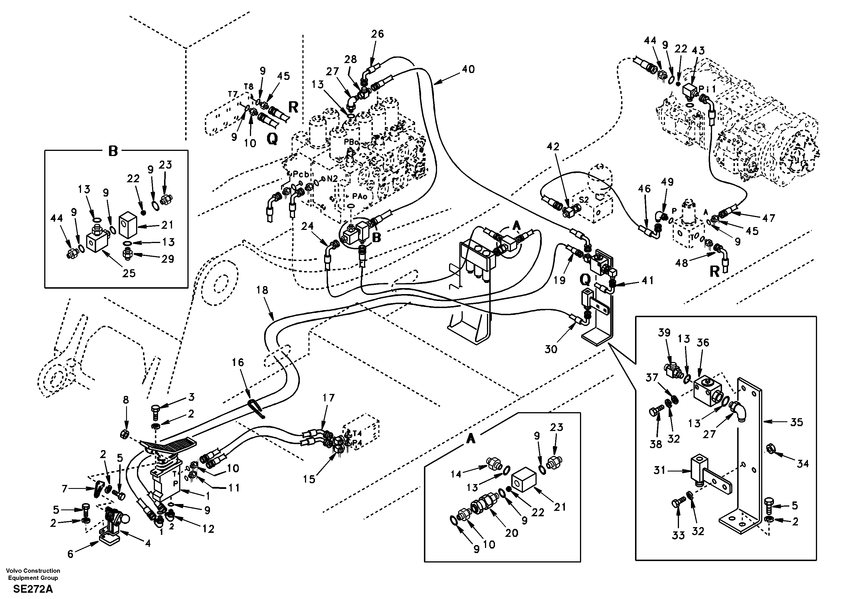 Working hydraulic, hammer and shear for 1st pump flow — volvo parts diagram