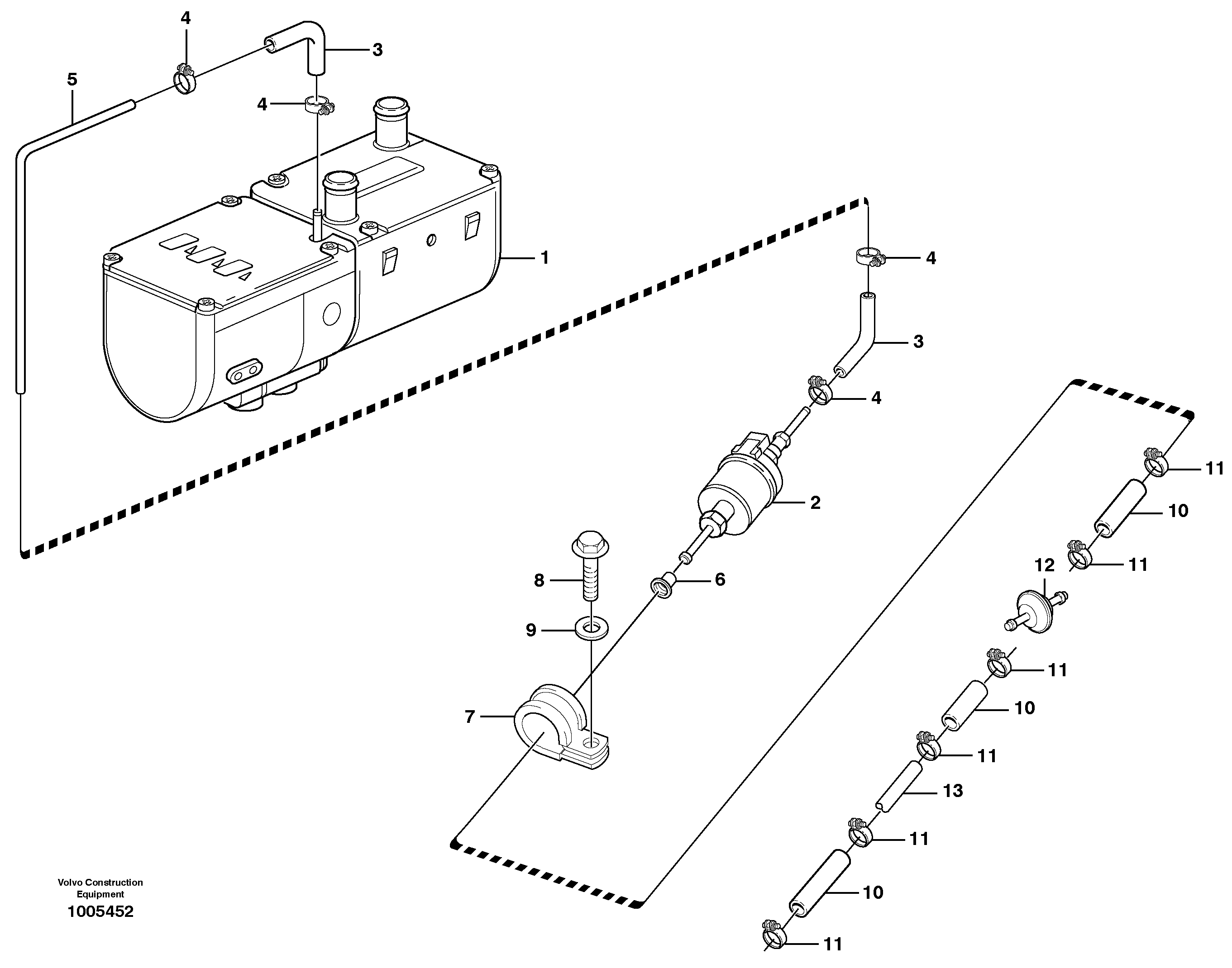 Fuel system, diesel heater  14312147,14312215 — volvo parts diagram