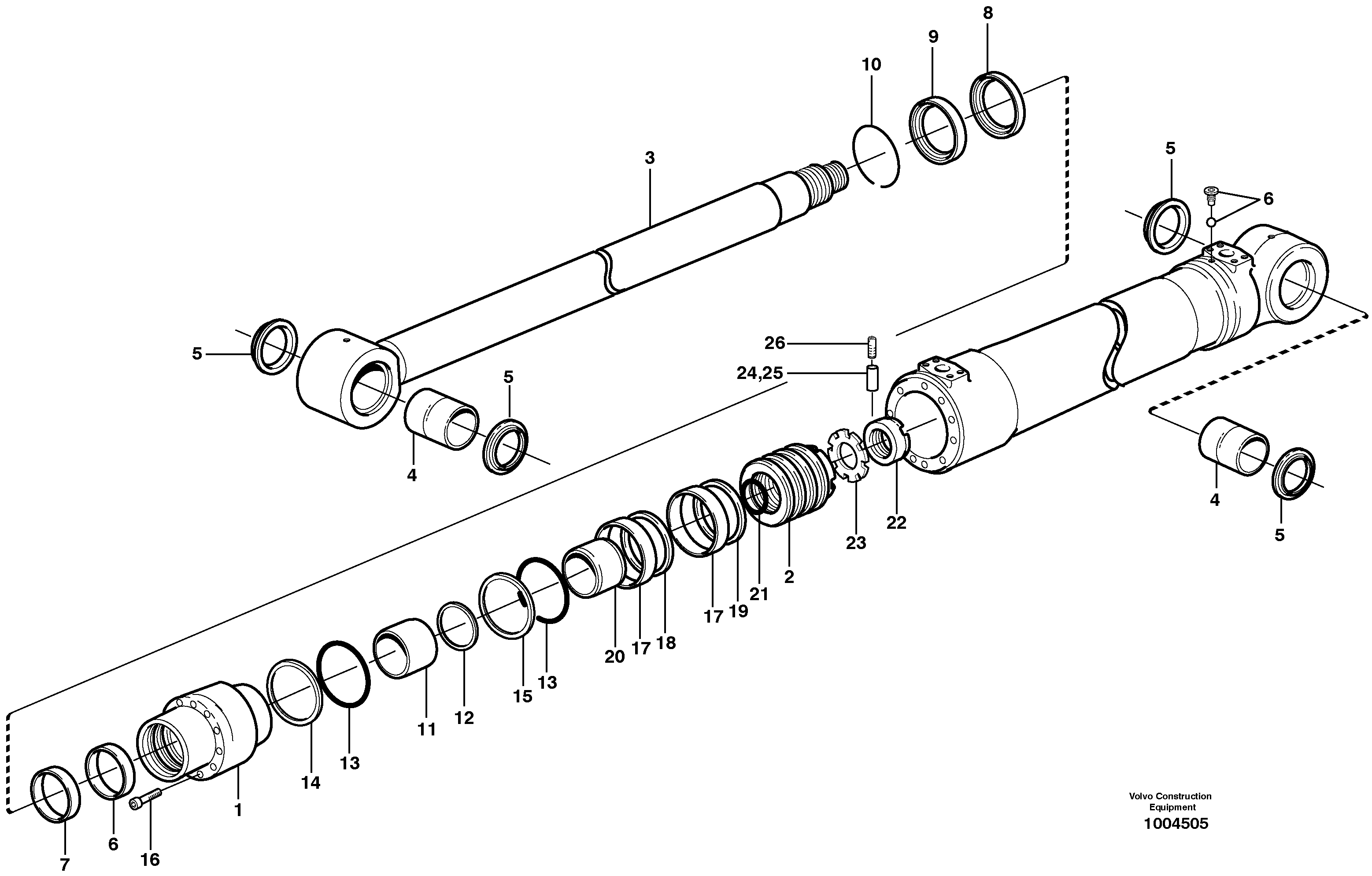 Dipper arm cylinder  14312079, 14312081, 14312226 — volvo parts diagram