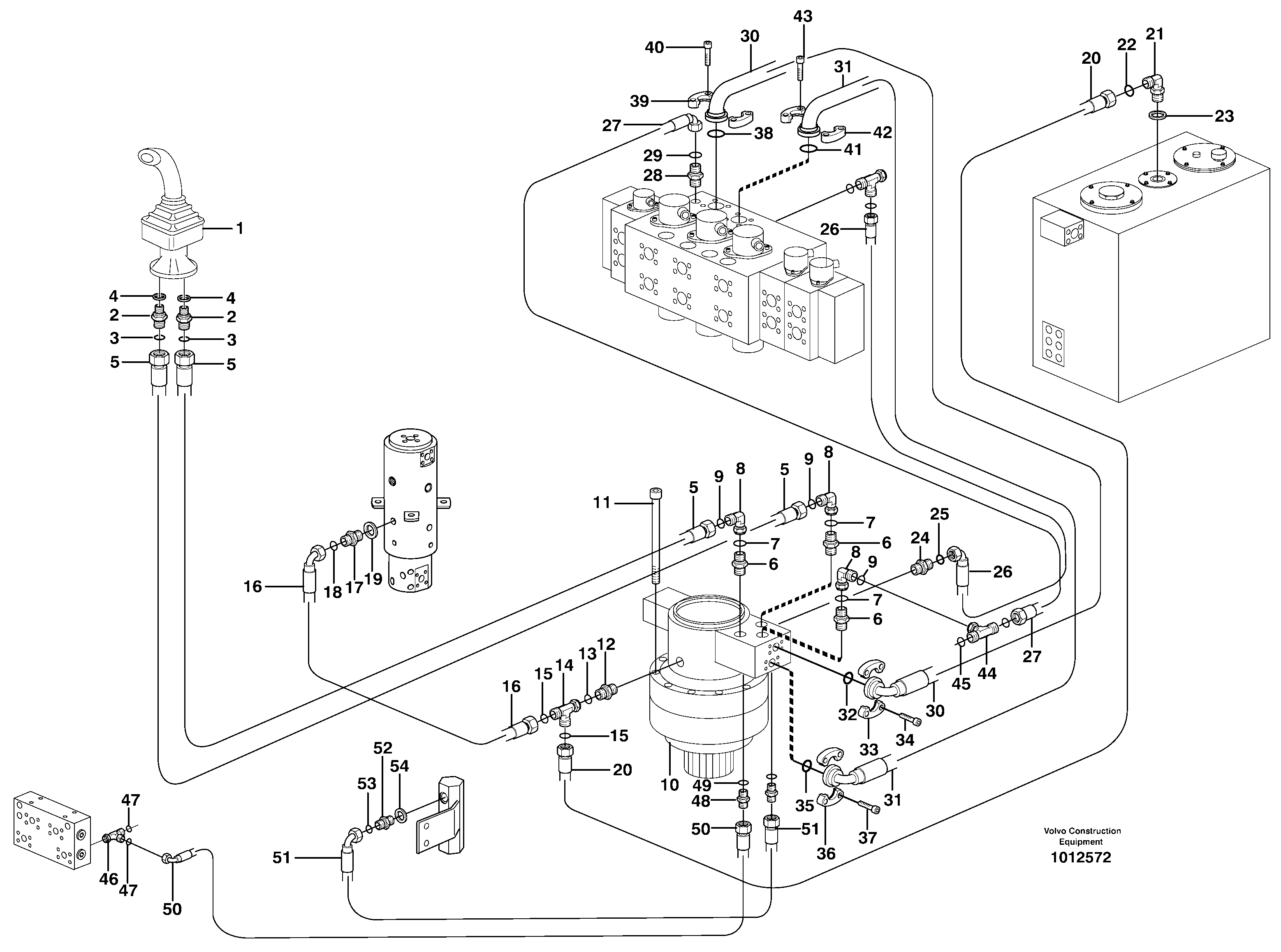 Servo hydraulics, Slewing — volvo parts diagram