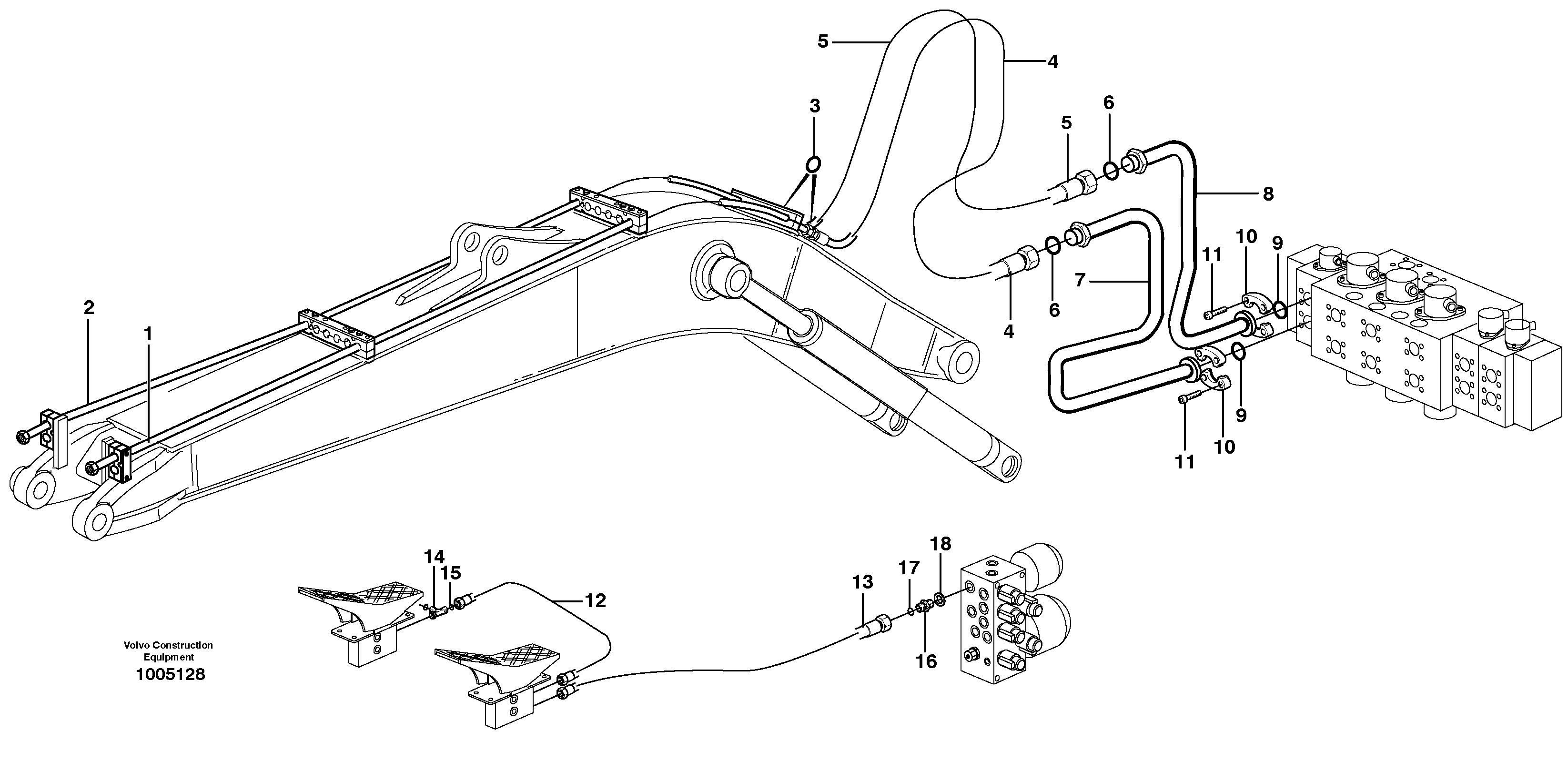 Hydr. equipm. on mono boom, X1  14312046 — volvo parts diagram