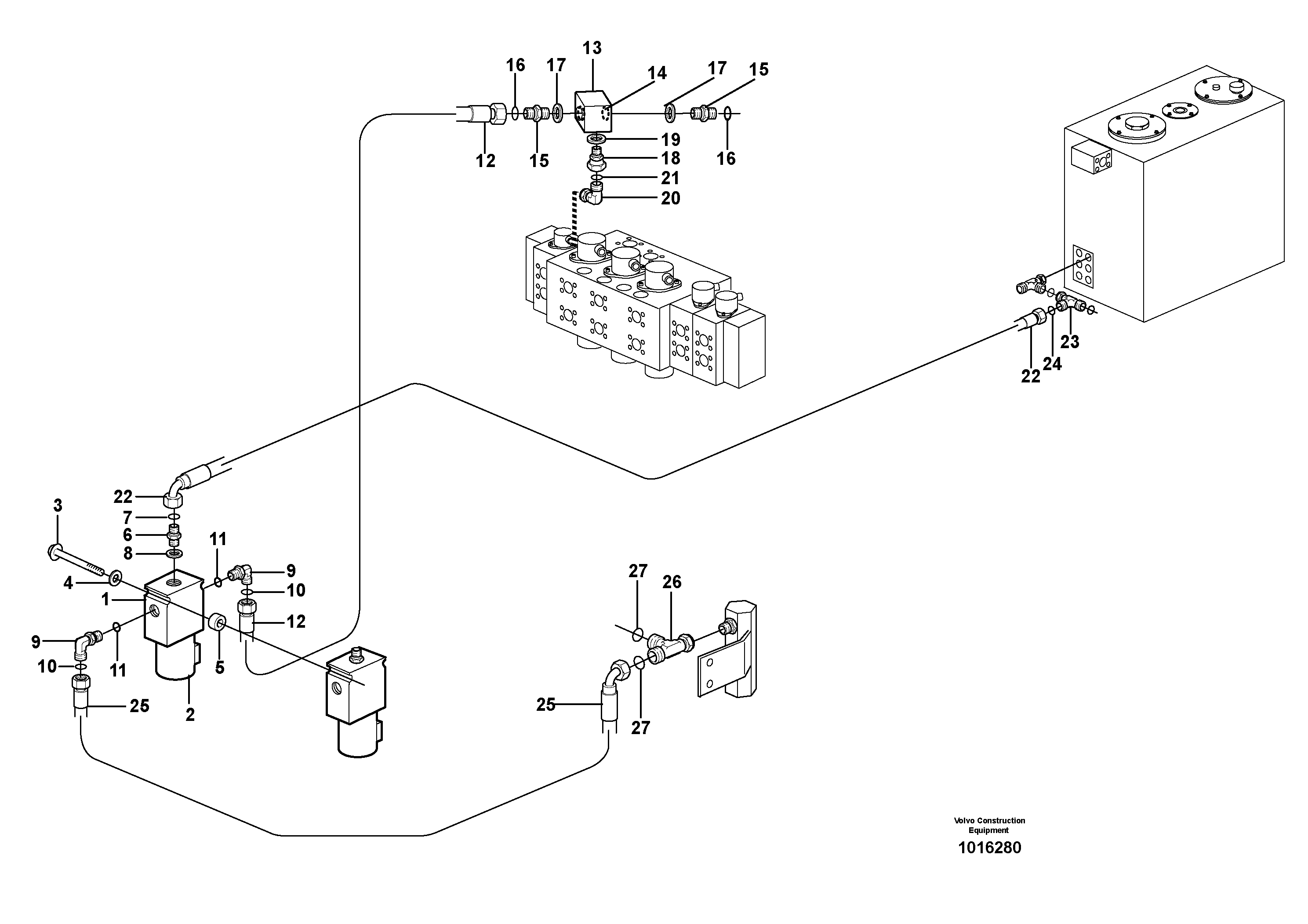 Hydraulic function, X1. Control 2s/w  14312193, SER NO 8761029 - — volvo parts diagram