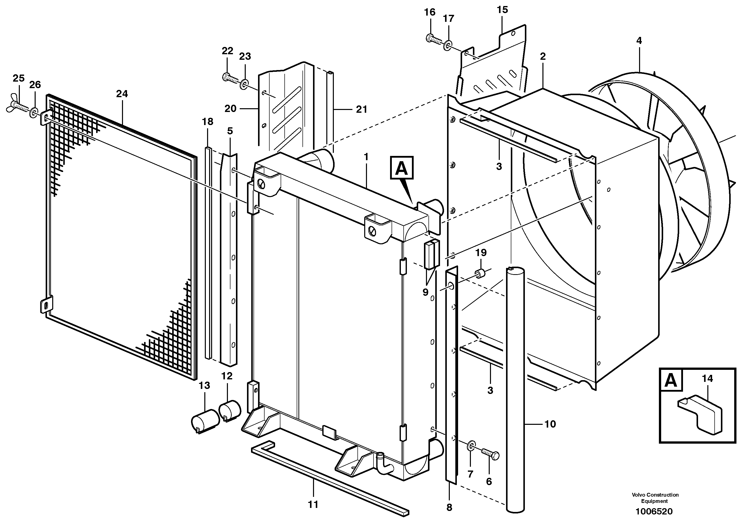 Fan and fan shroud  14312005, 14312139, 14312161 — volvo parts diagram