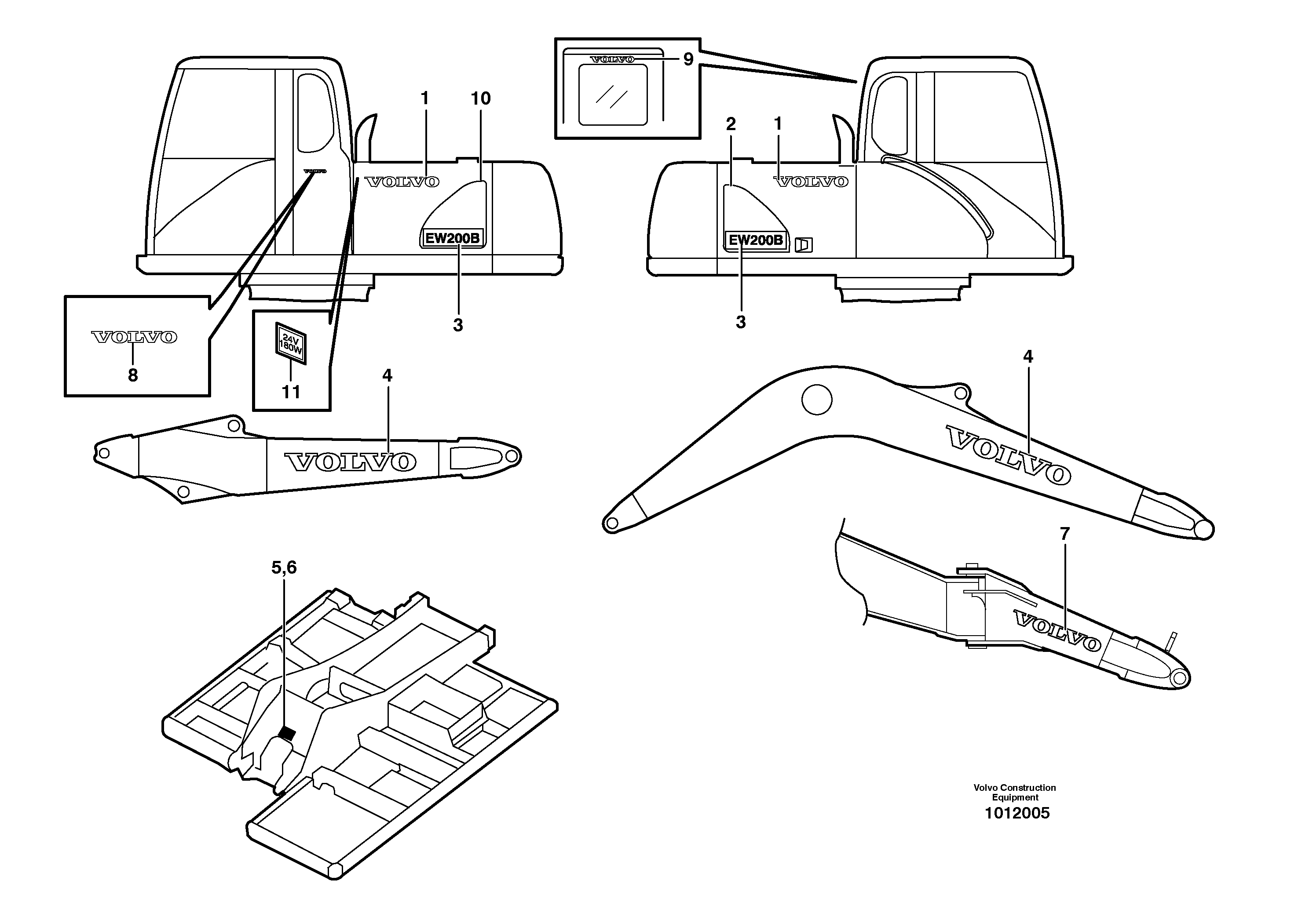 Stripes, outer location — volvo parts diagram