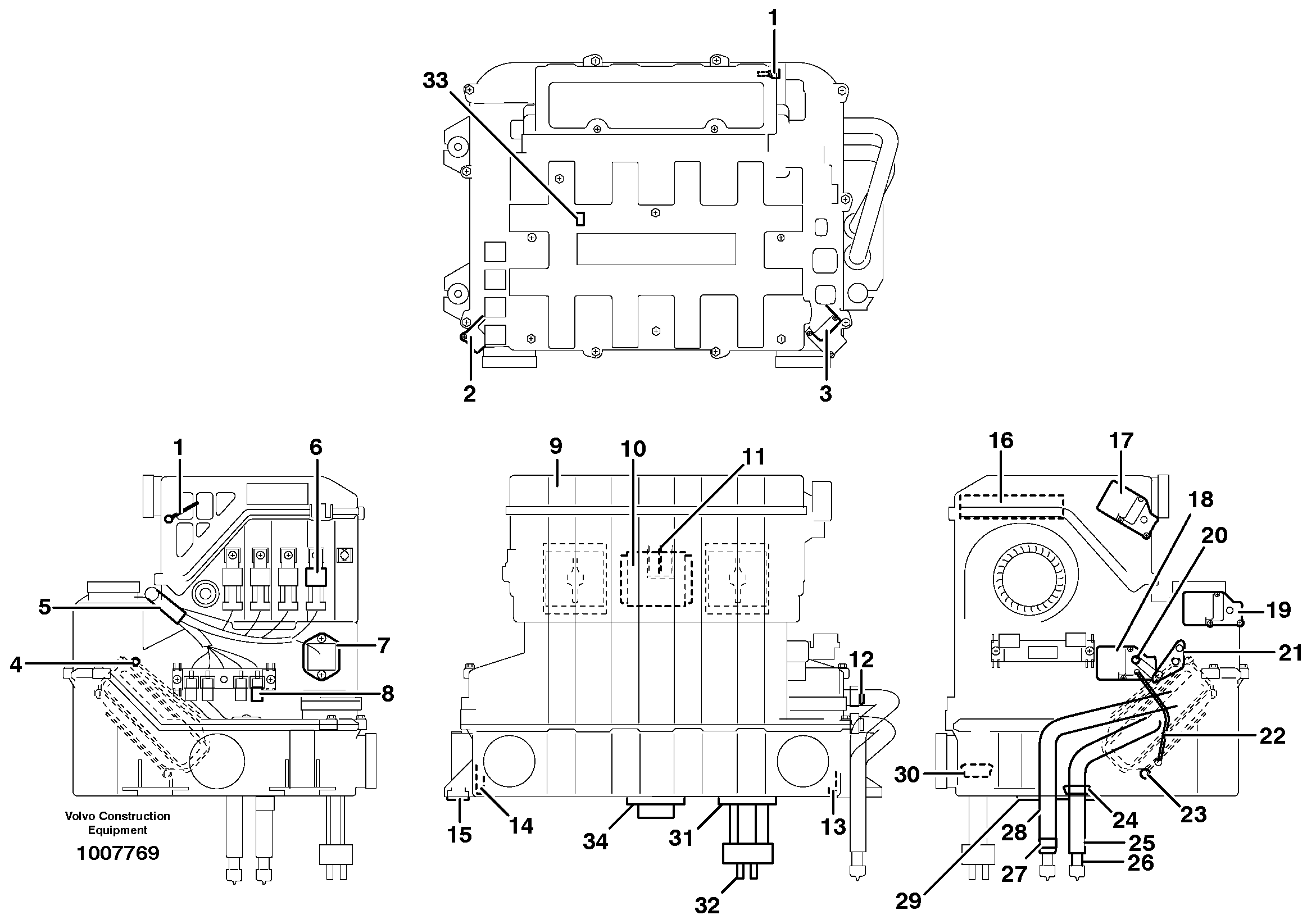 Air conditioning unit, cooling and heater — volvo parts diagram
