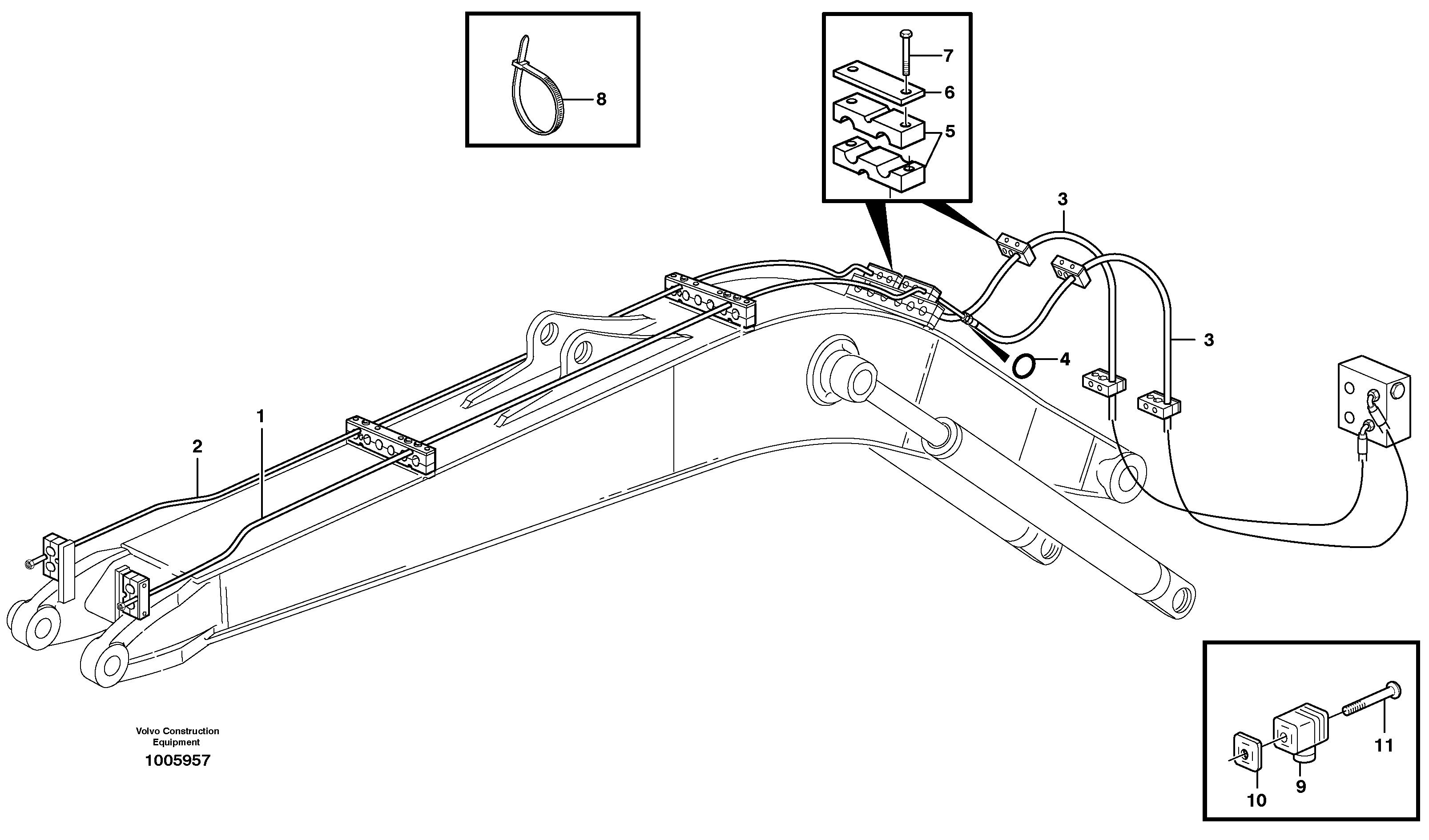 Hydr. quick fit equipm. on mono boom  14312101, 5,2M — volvo parts diagram