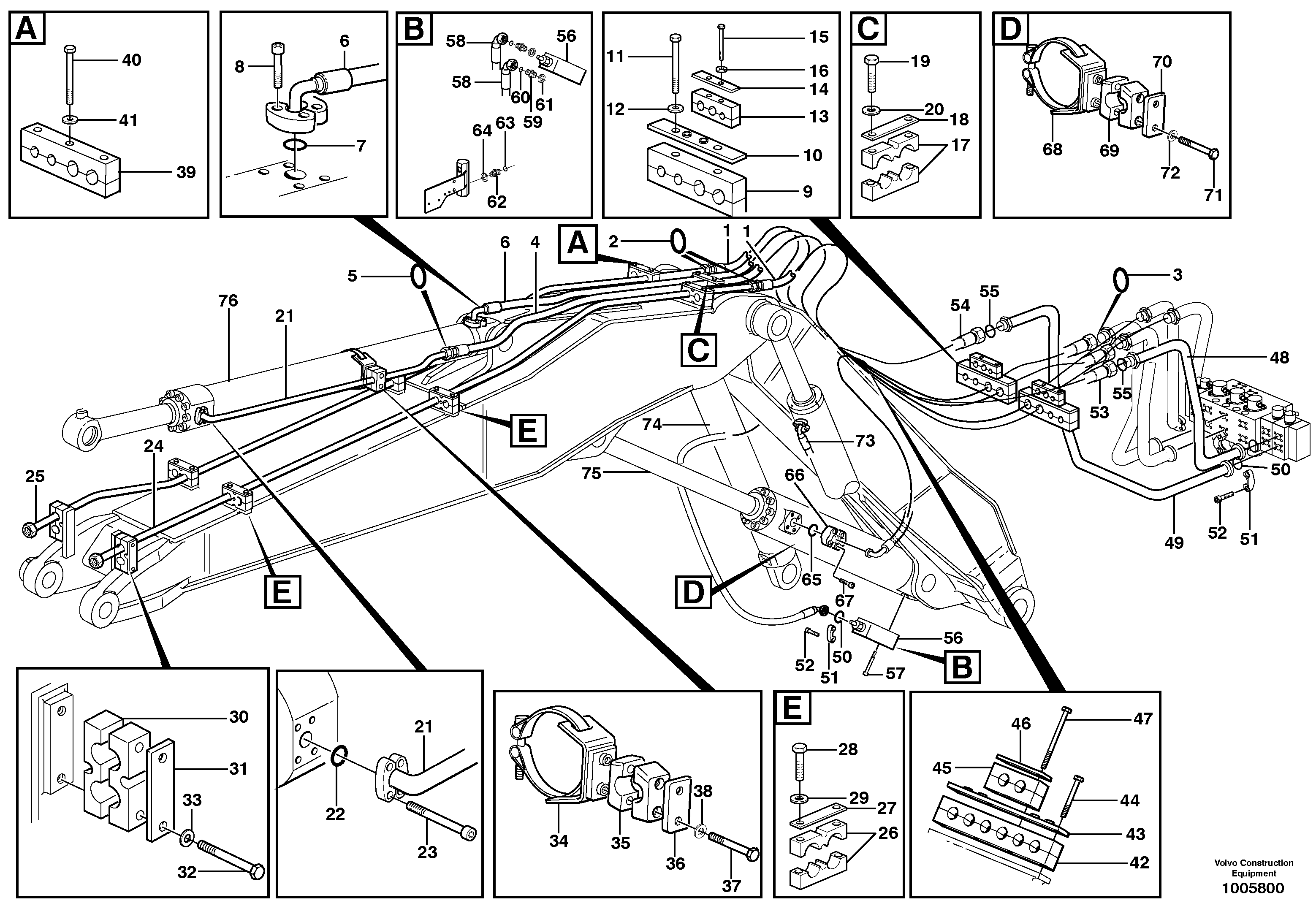 Hydraulic system adjustable boom  14312081 — volvo parts diagram