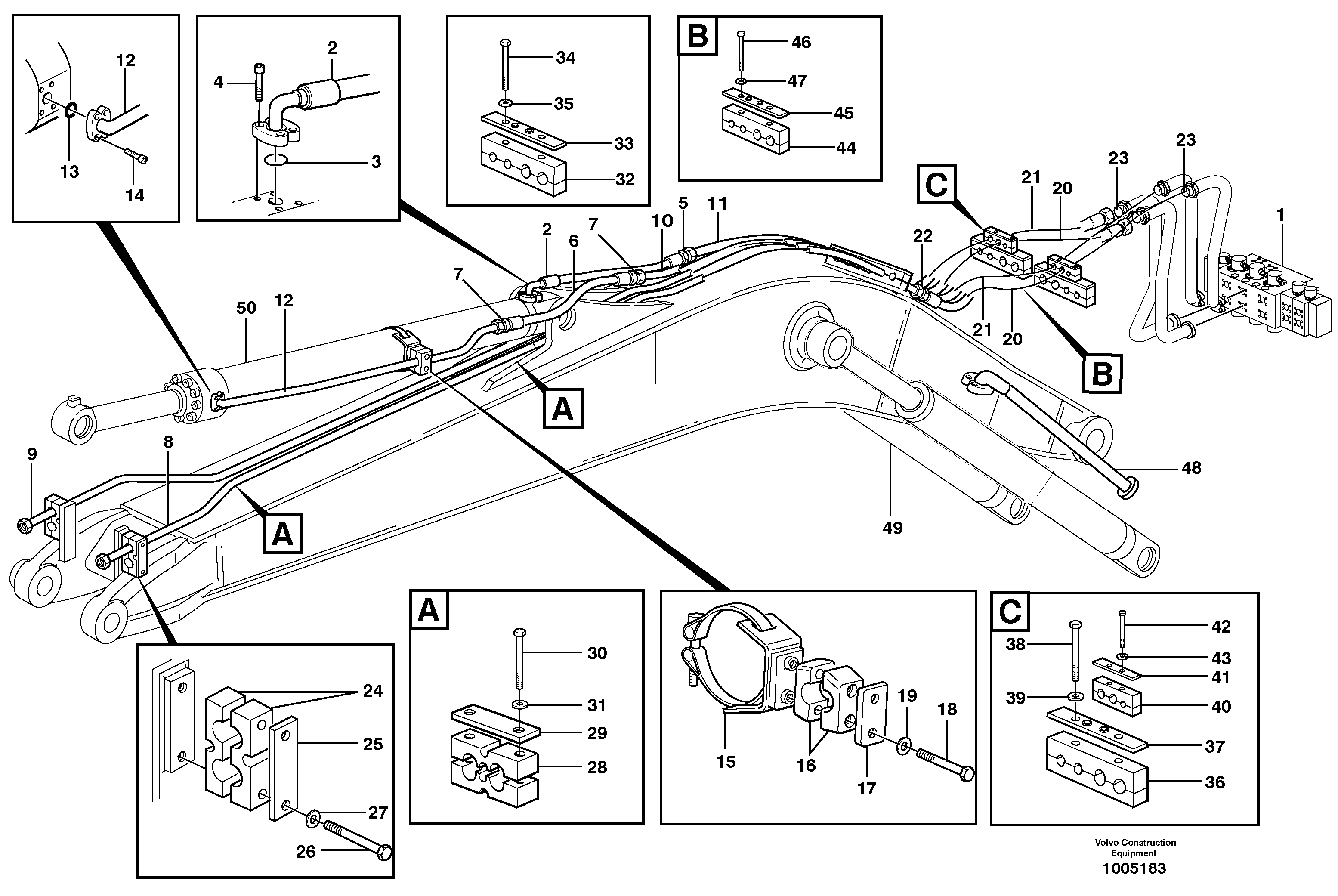 Hydraulic system, mono boom  14312079, 14312226, 5,2M — volvo parts diagram