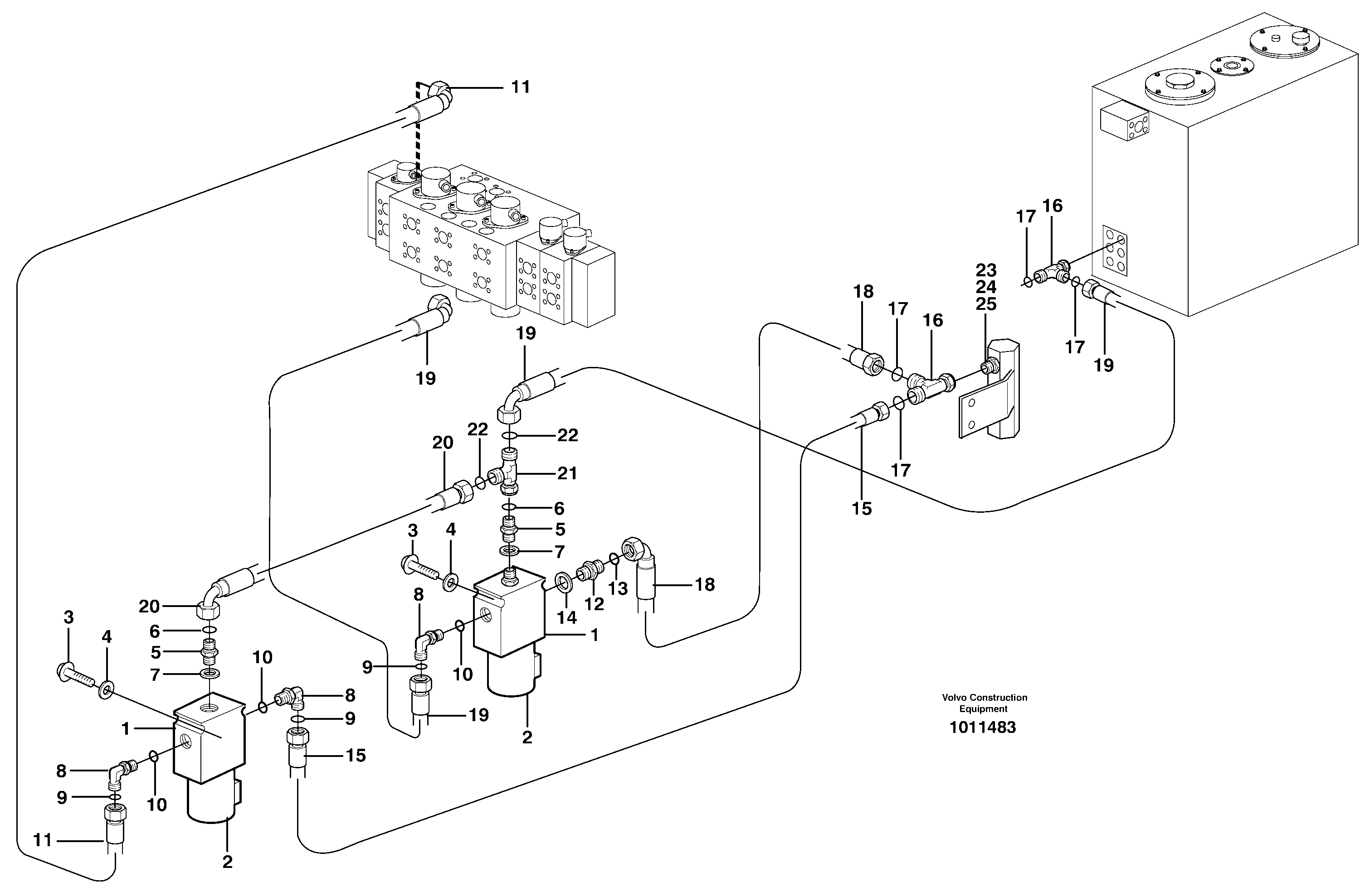 Hydraulic function, X1. A&b On Off  14312203, SER NO - 8761028 — volvo parts diagram