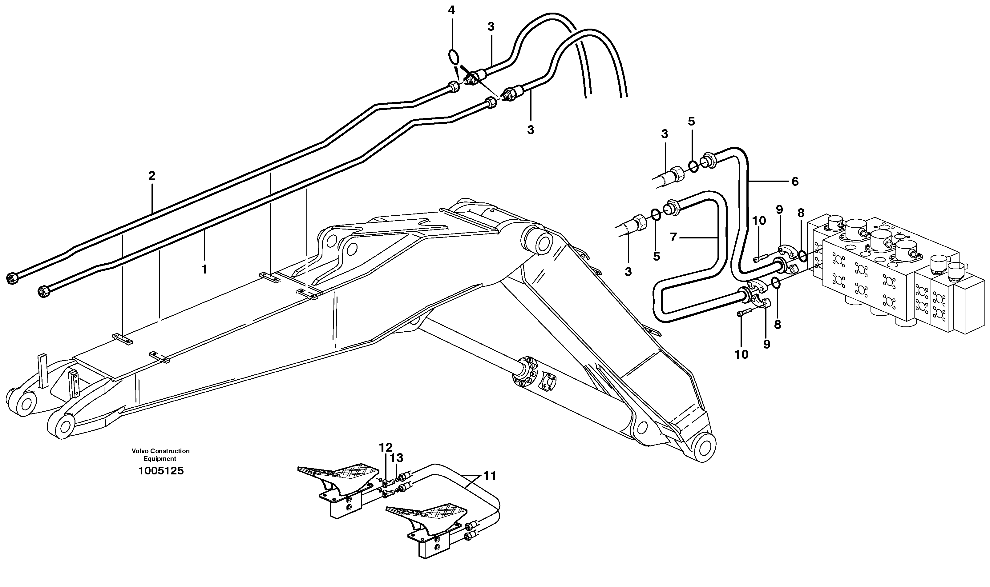Hydr. equipm. on adjustable boom,  X1  14312048 — volvo parts diagram