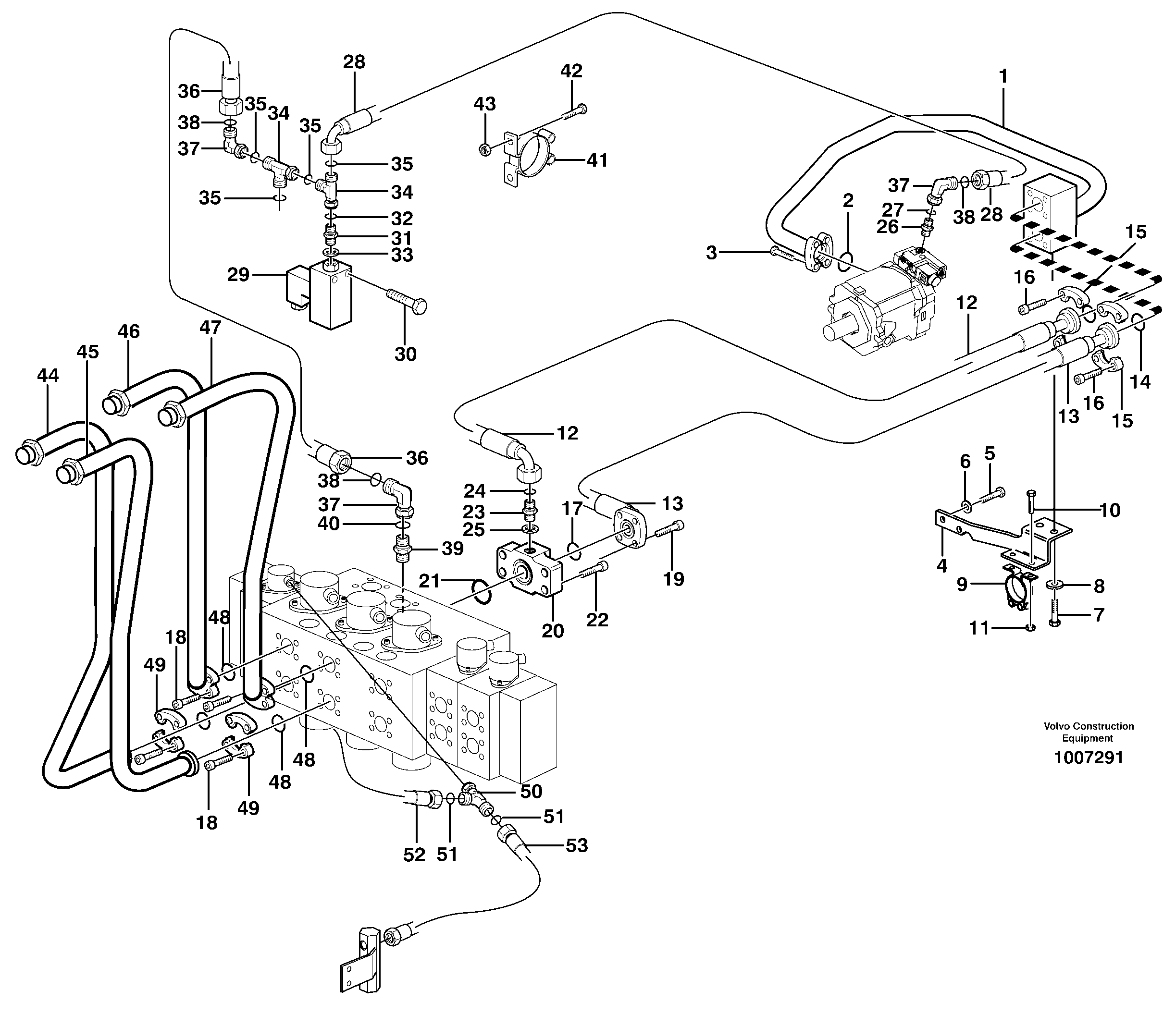 Hydraulic system, feed line — volvo parts diagram