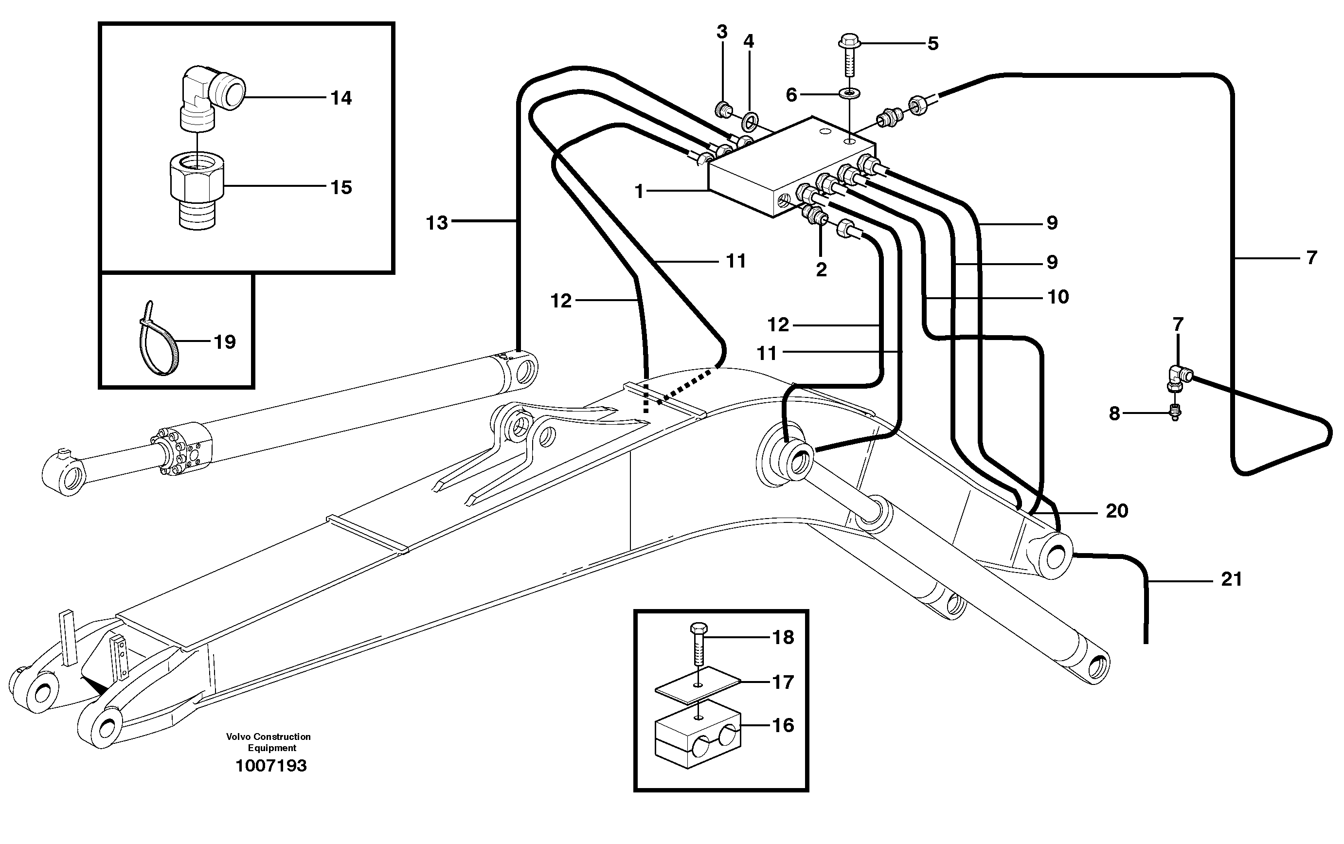 Central lubrication, mono boom  14312079, 14312226 — volvo parts diagram