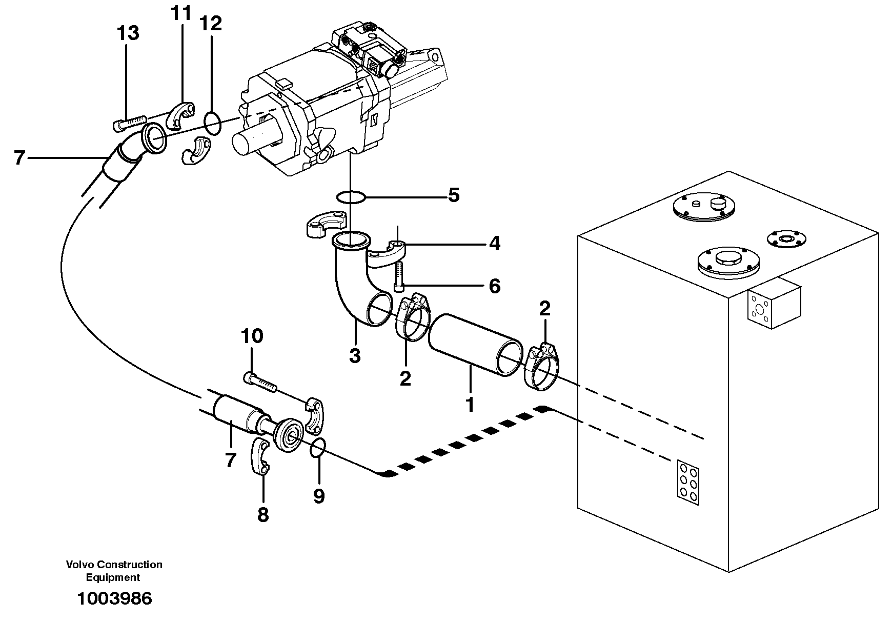 Hydraulic system suction lines — volvo parts diagram