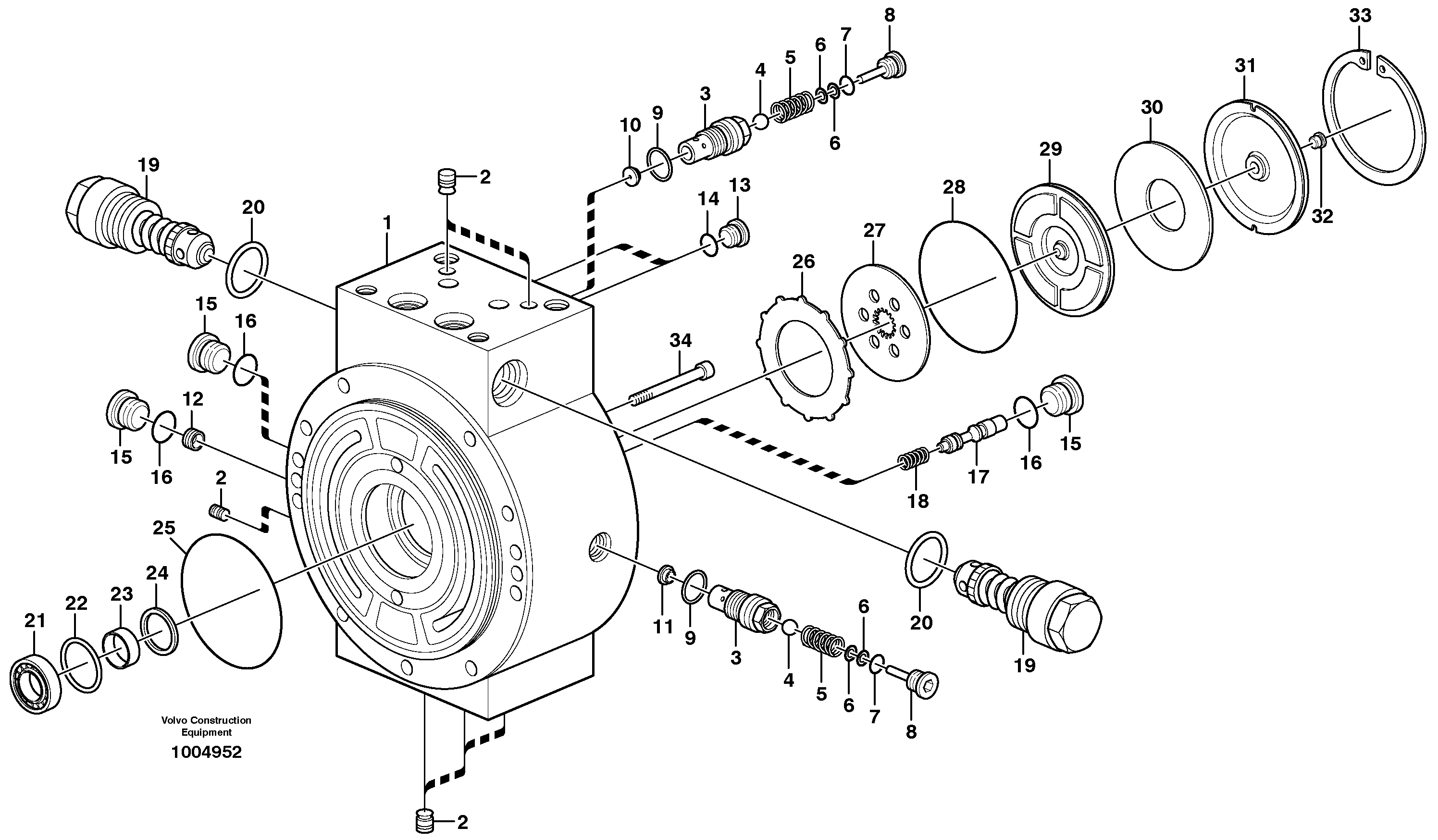 Slew motor, Housing — volvo parts diagram
