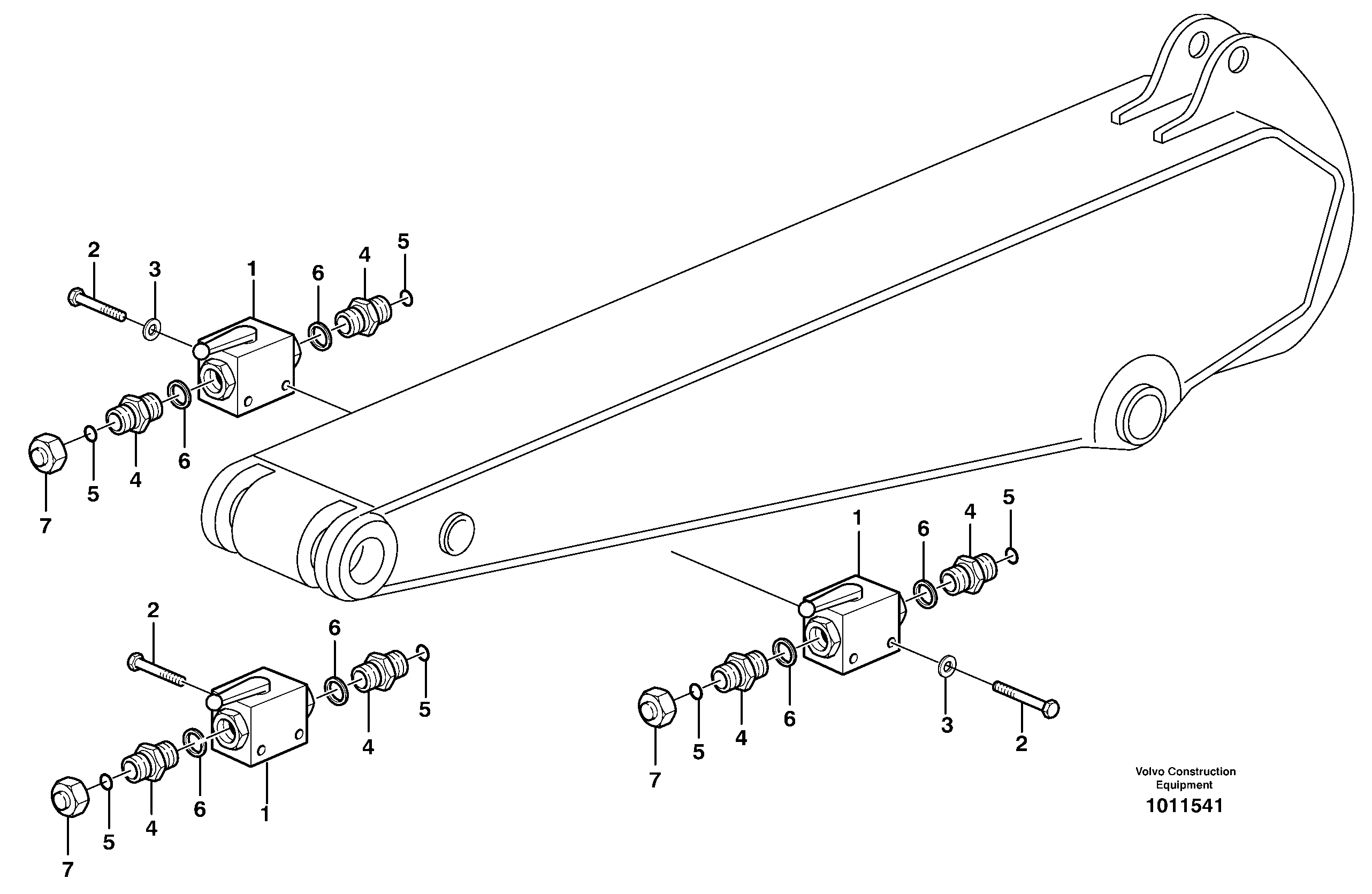 Ball valve for dipper arm  14312094, 14312095 — volvo parts diagram
