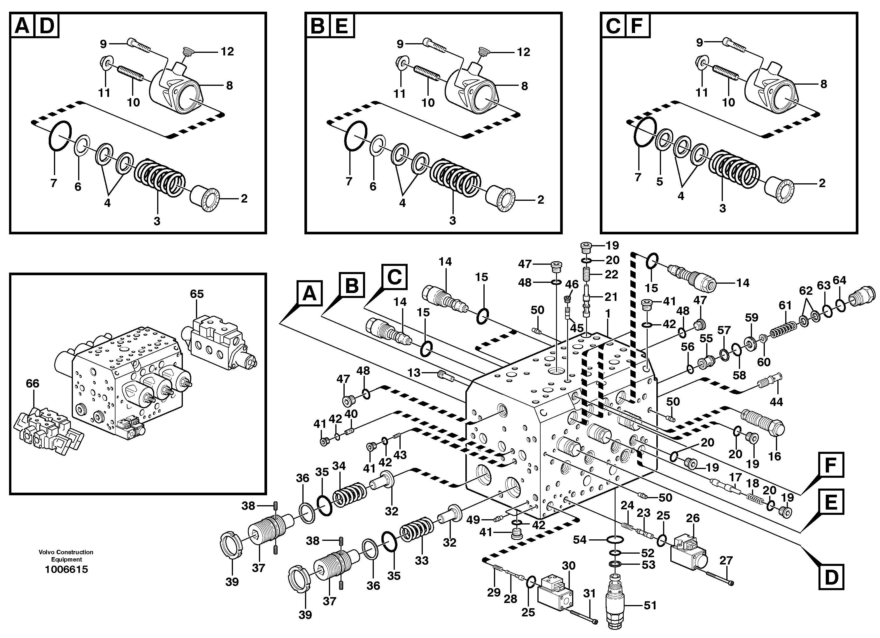 Main valve assembly, assembly block — volvo parts diagram