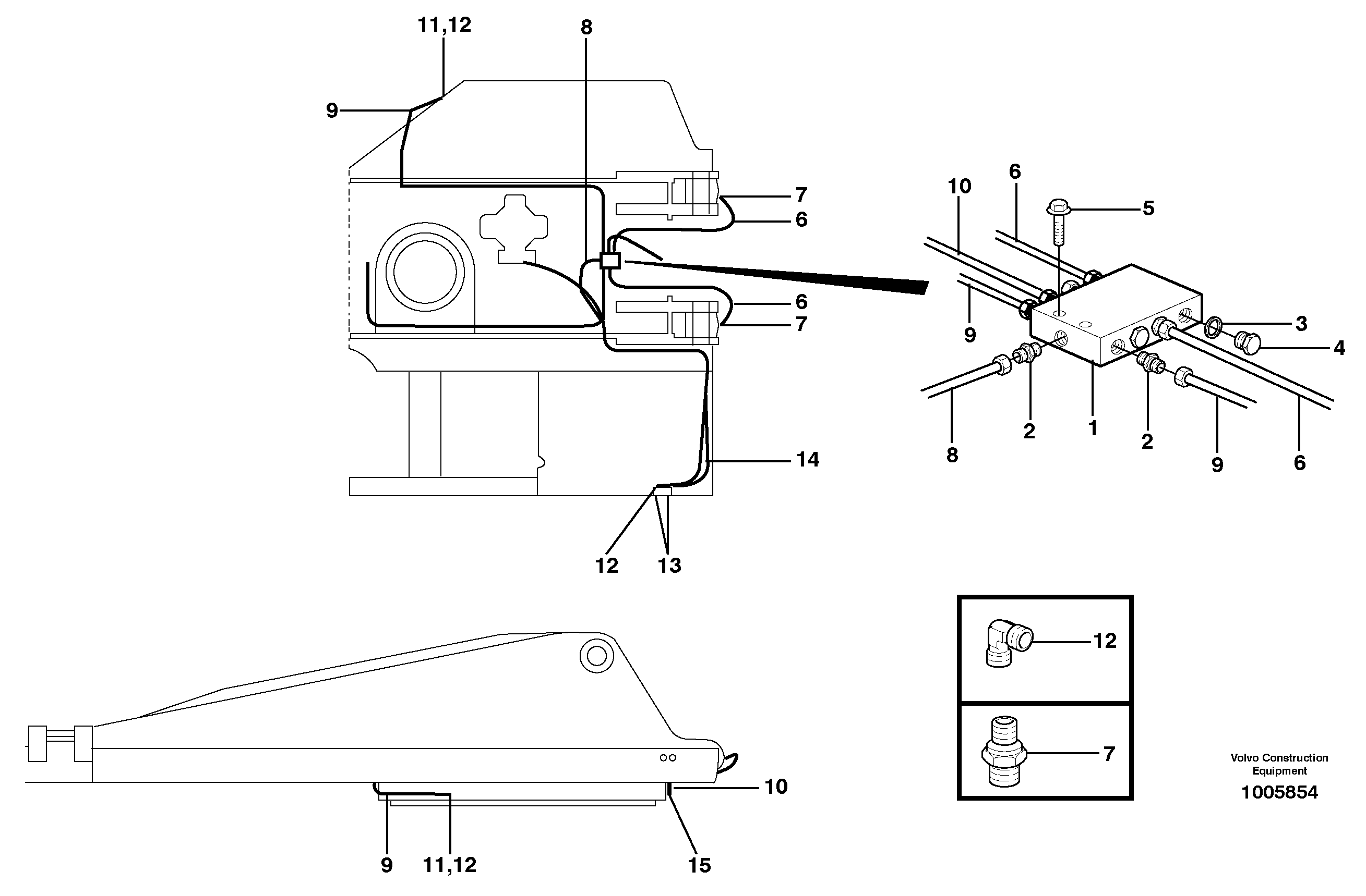 Central lubrication. slewing, adjustable boom  14313081, 5,25M — volvo parts diagram