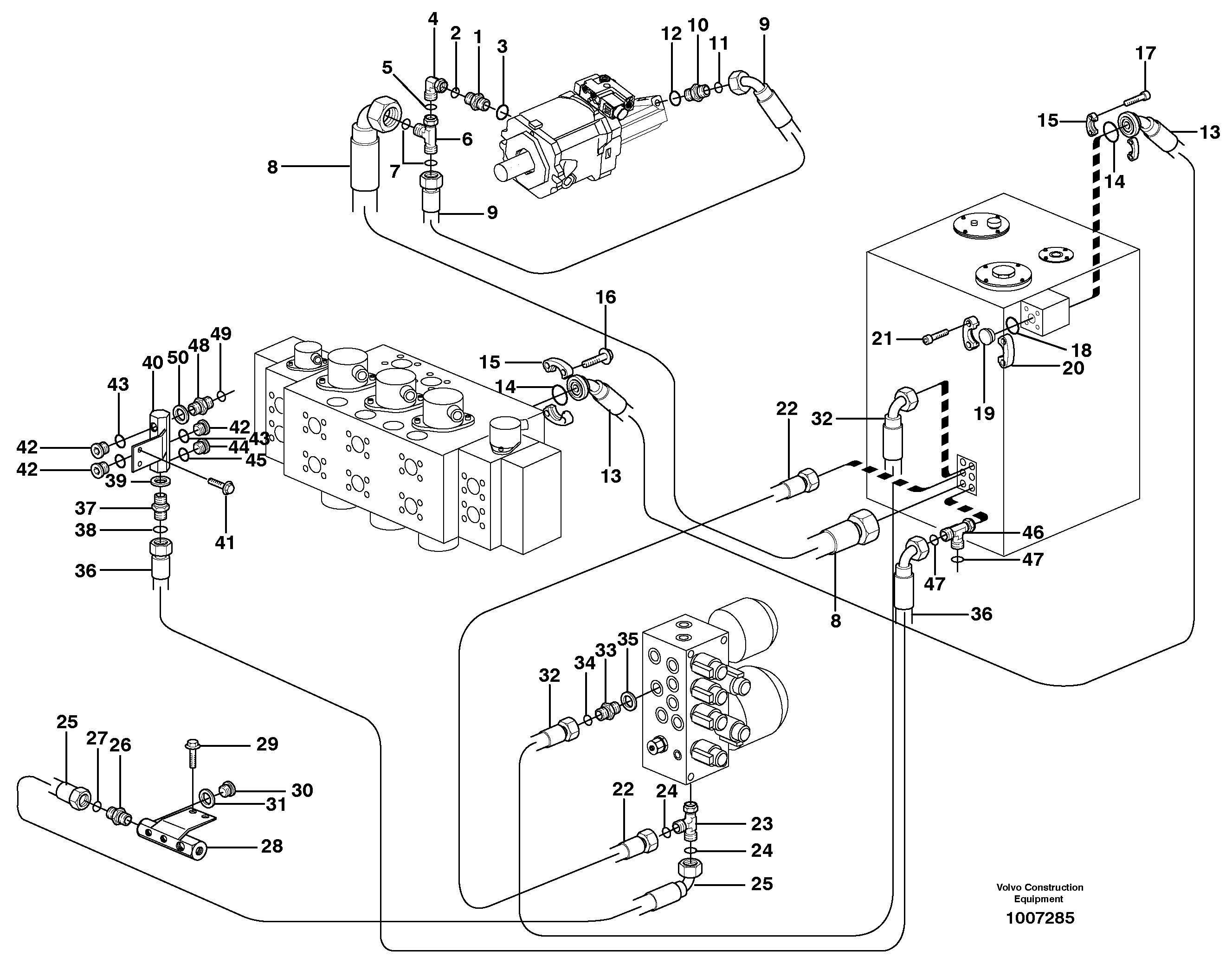 Hydraulic system, return lines — volvo parts diagram