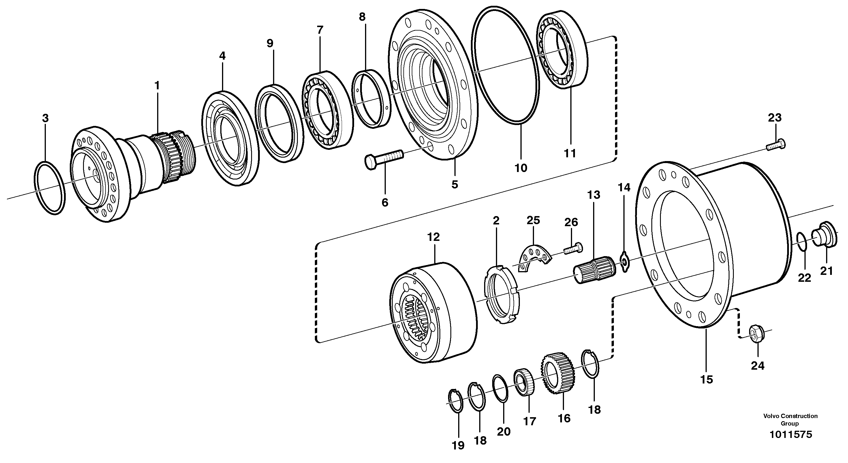 Hub retainer and planet carrier  14376016 — volvo parts diagram