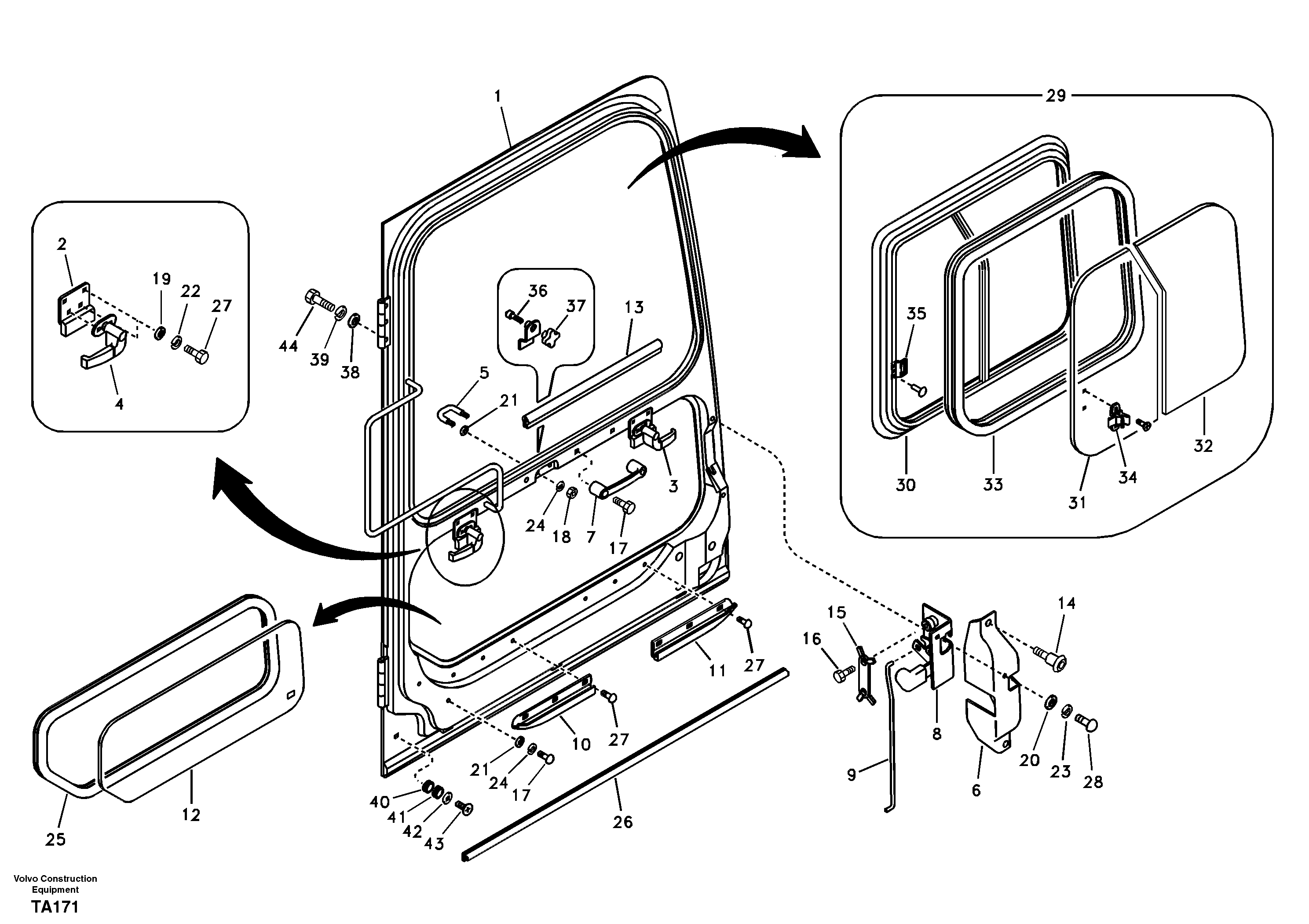 Door, operator's cab — volvo parts diagram