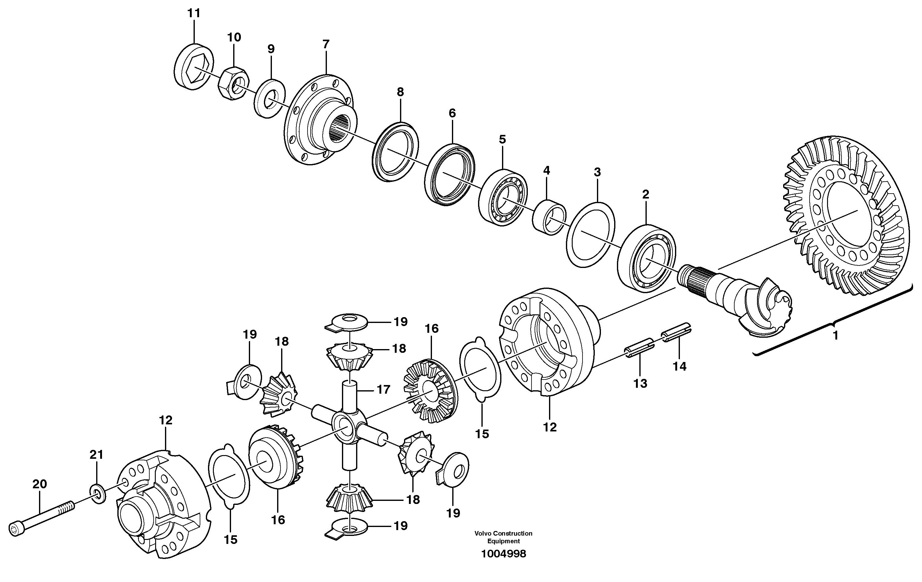 Rear axle, Differential  14375093, STD — volvo parts diagram