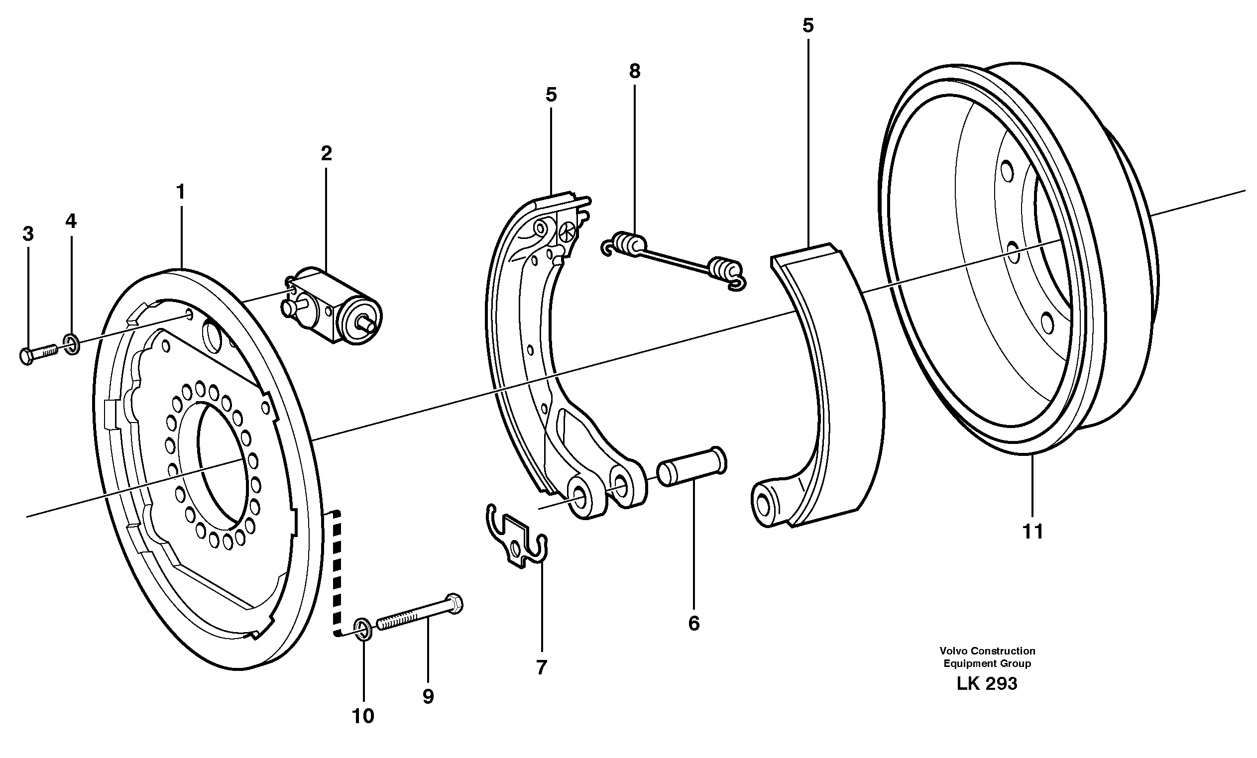 Drum brake, rear  14376016 — volvo parts diagram