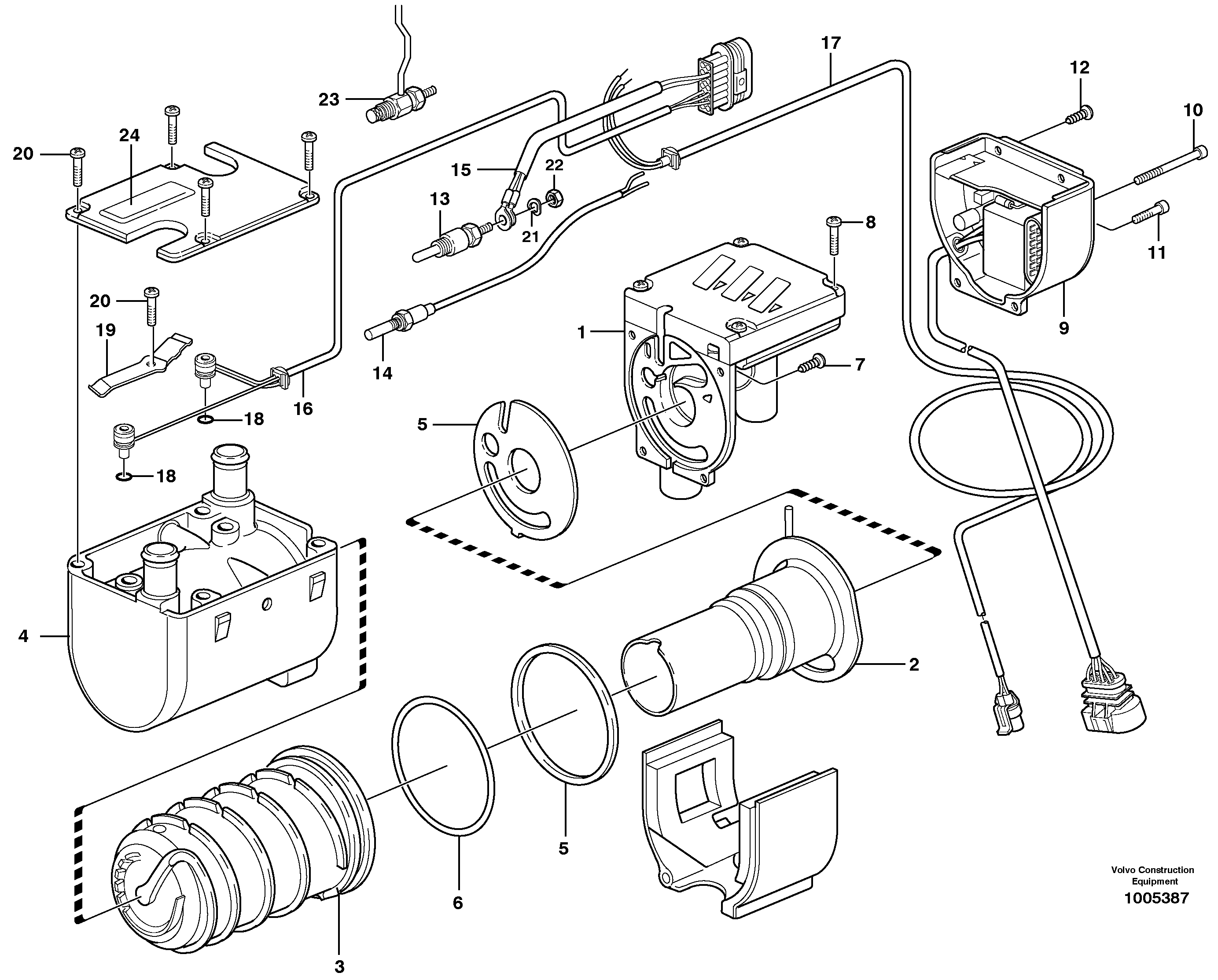 Heater, diesel  14312147, 14312215 — volvo parts diagram