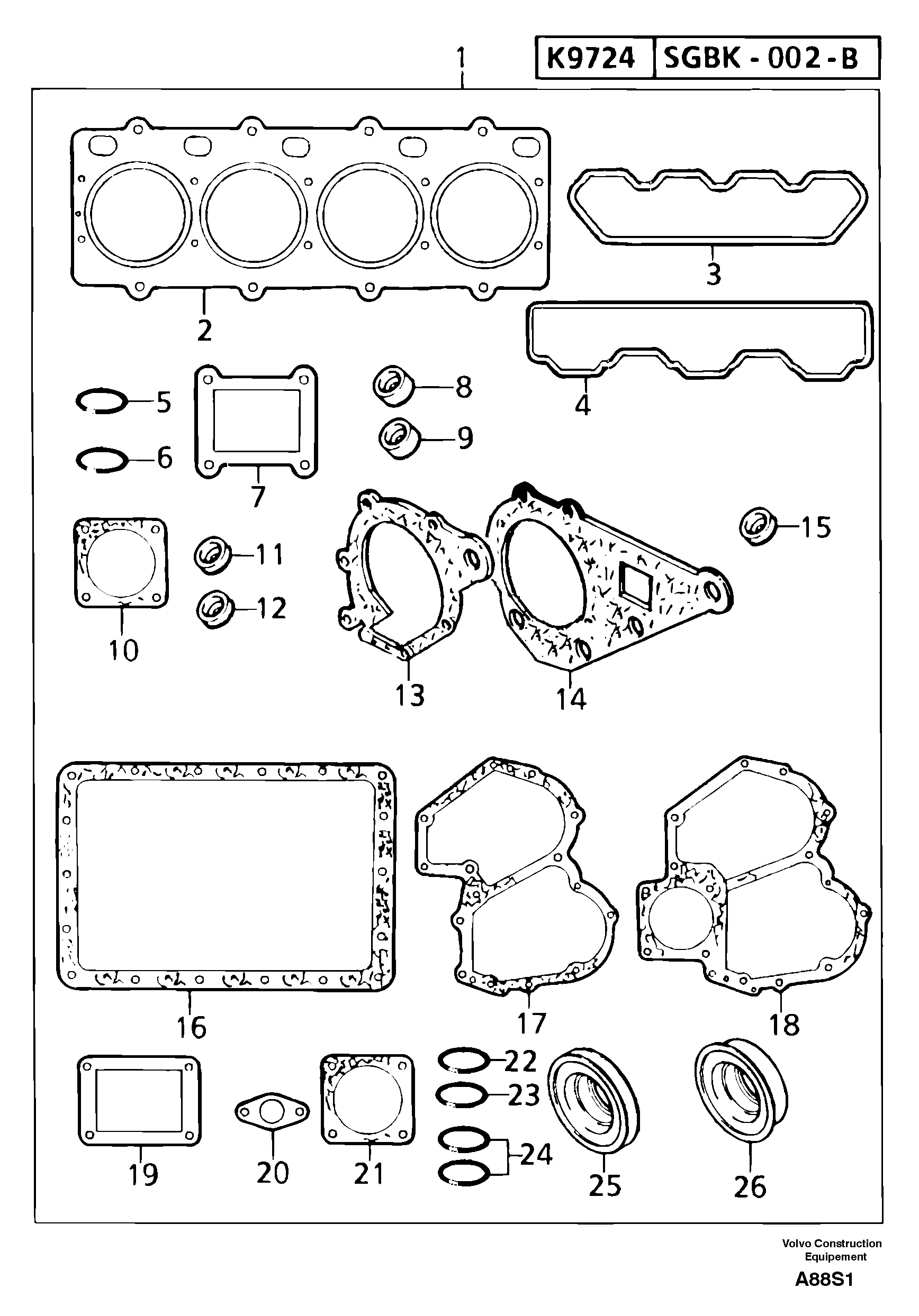 Engine gasket kit — volvo parts diagram
