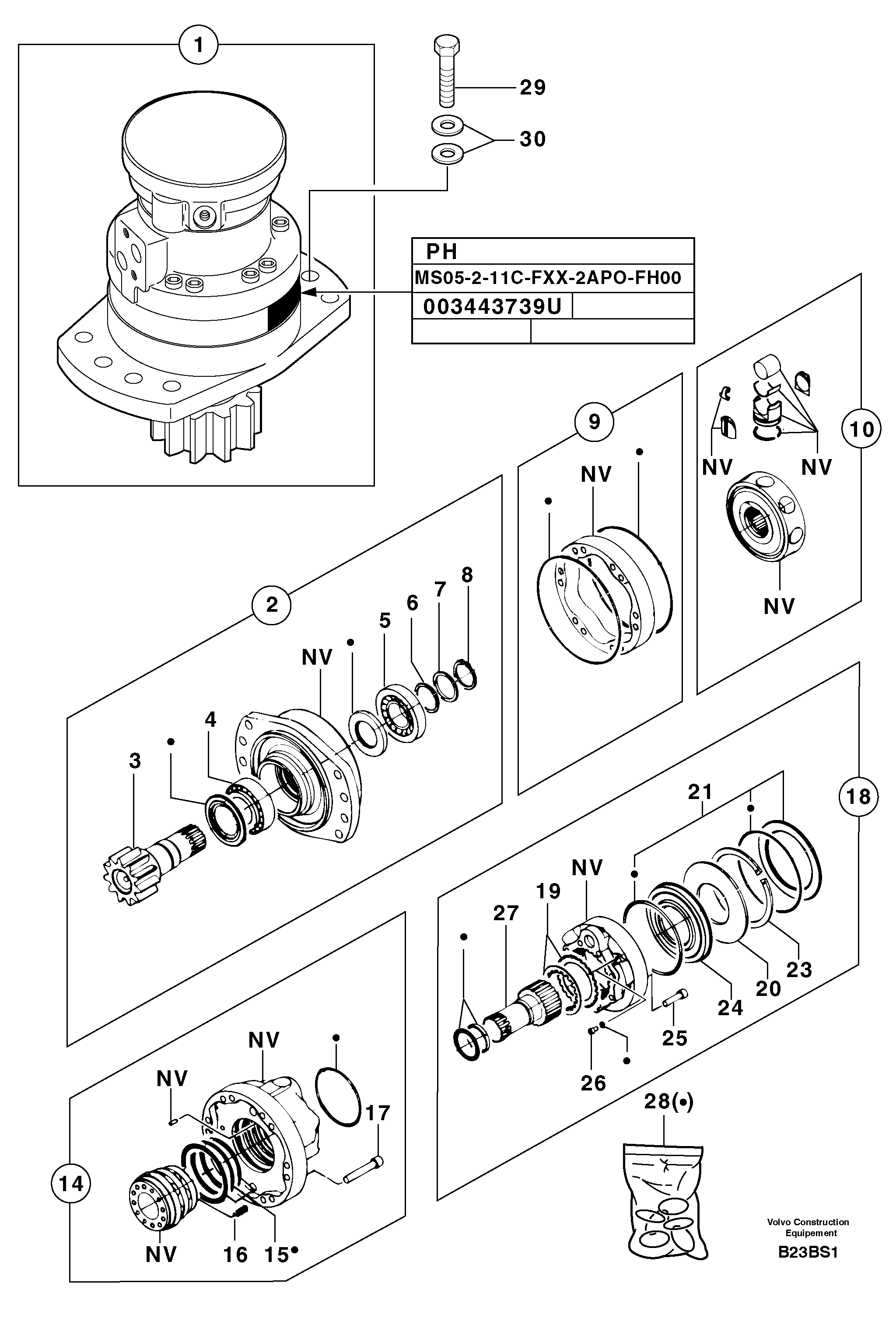 Slewing gear motor — volvo parts diagram