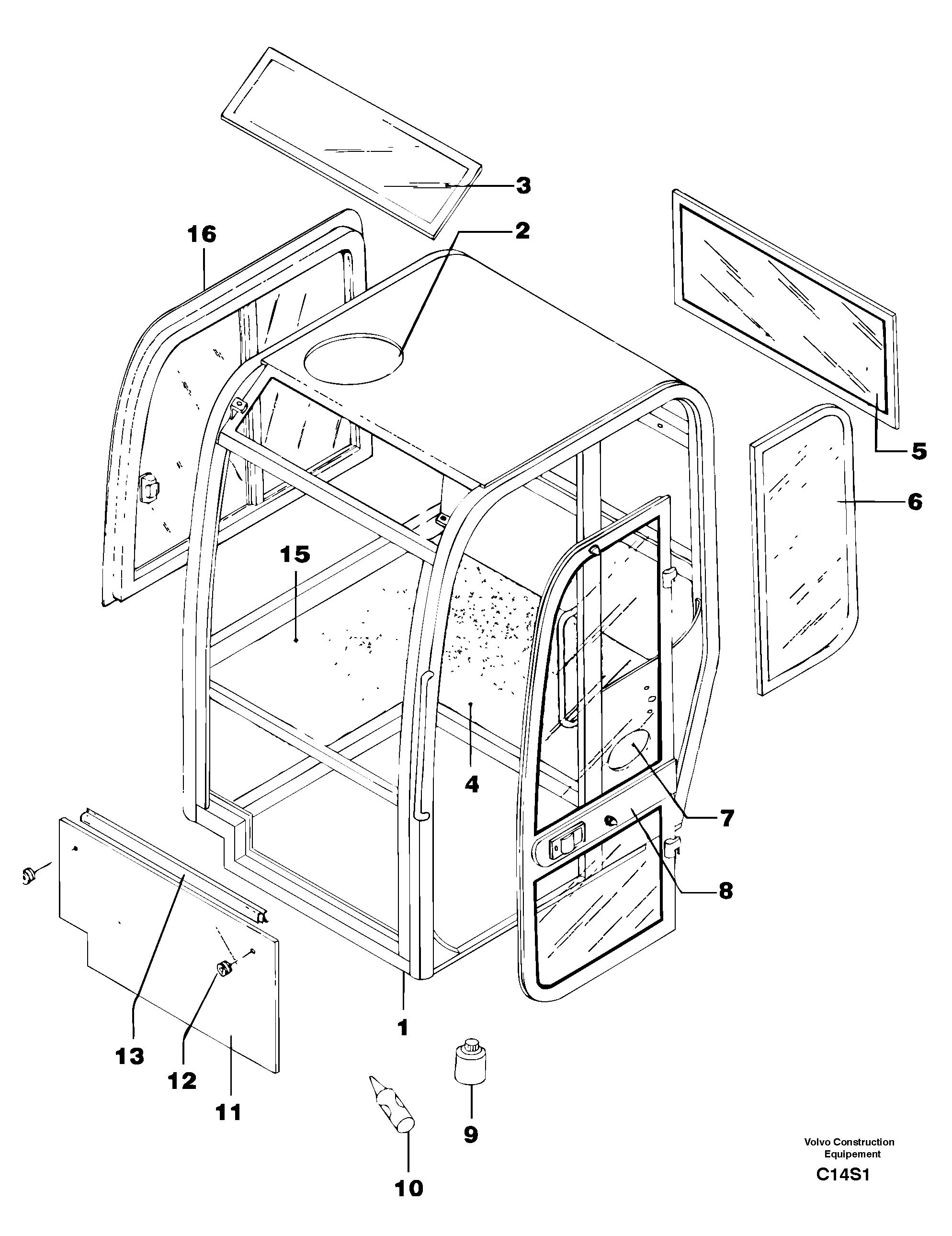 Cab : glass — volvo parts diagram